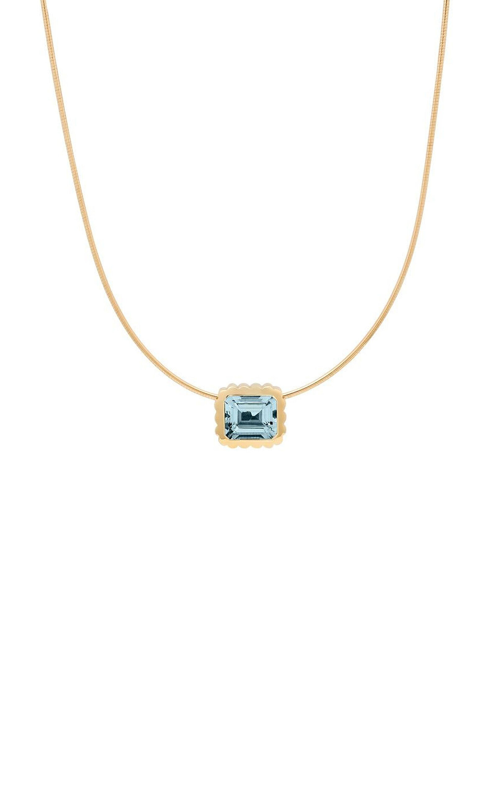 14K Yellow Gold Aquamarine Necklace