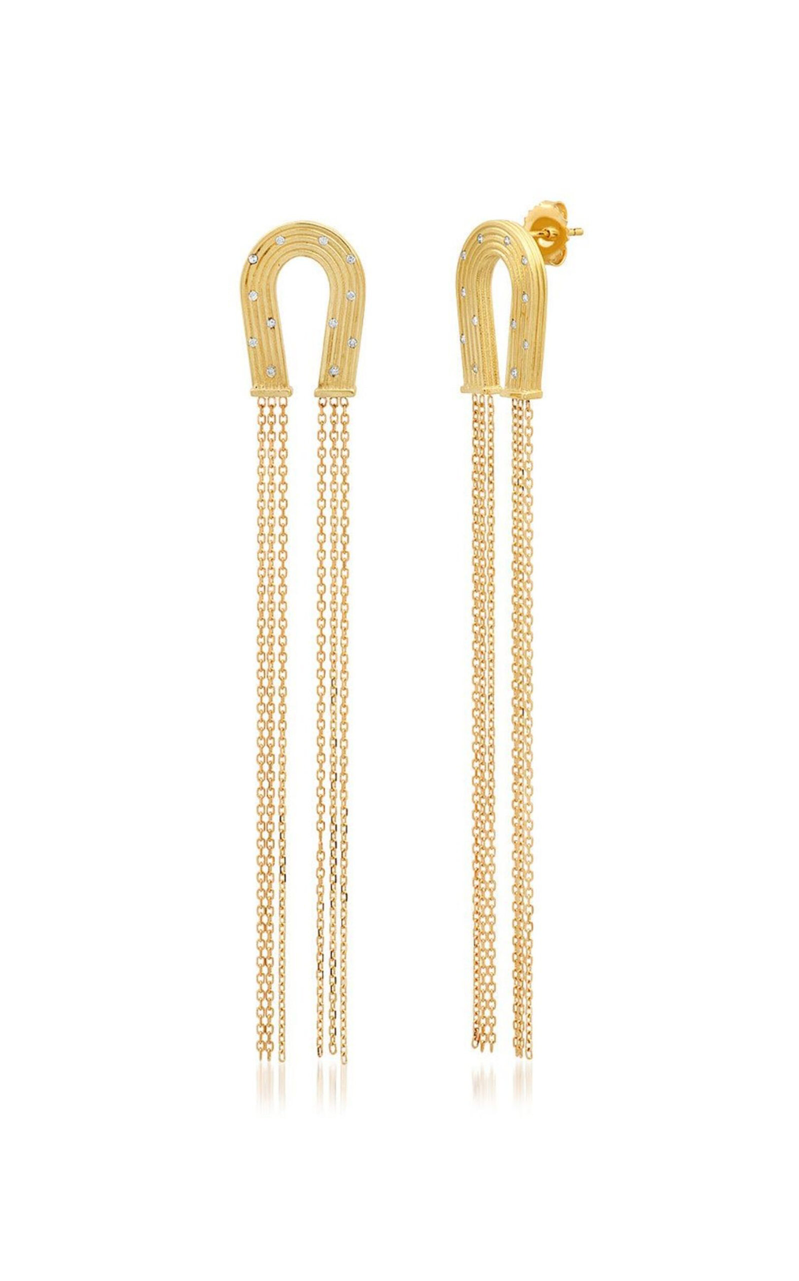 Horseshoe 14K Yellow Gold Diamond Earrings