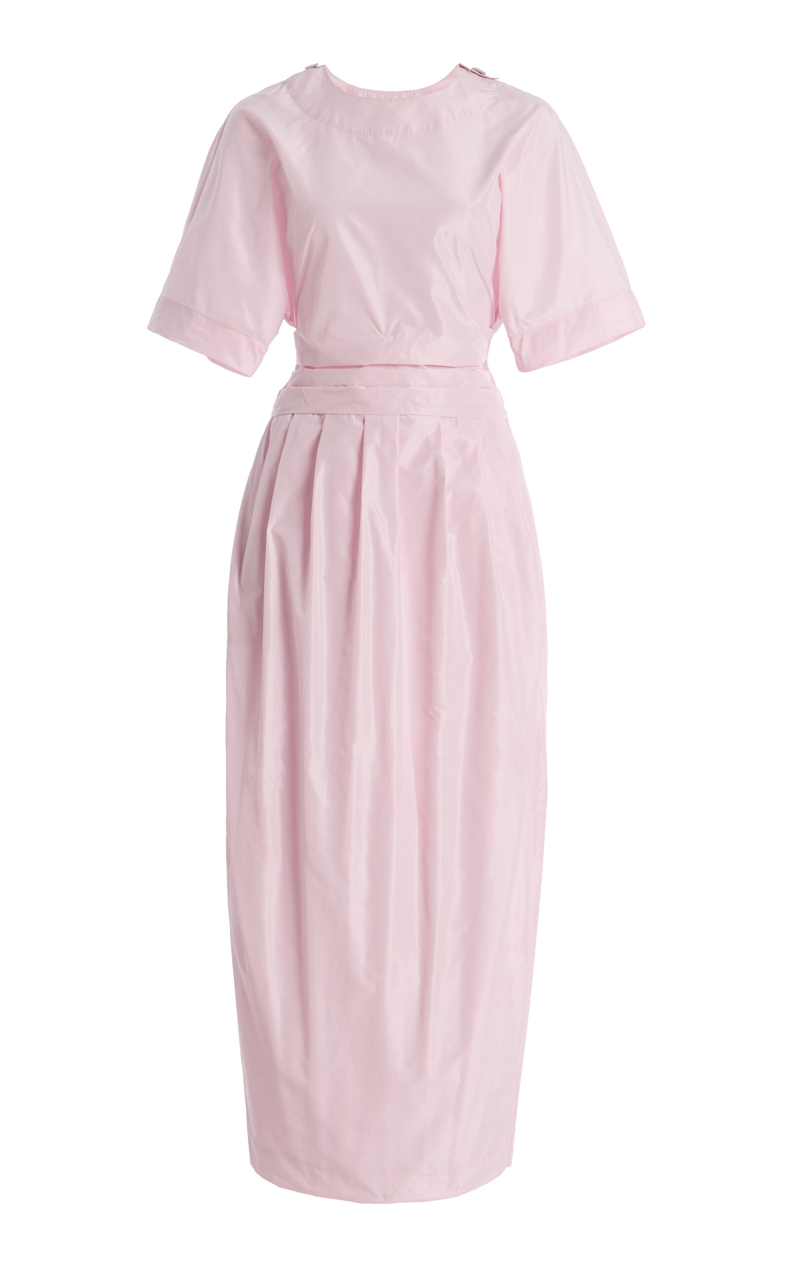 STAUD Michelina Pleated Shell Midi Dress - Moda Operandi