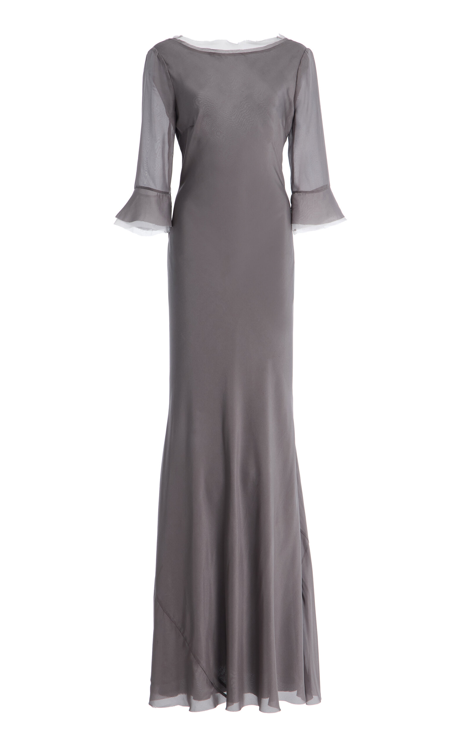 Staud Marais Silk Maxi Dress In Gray