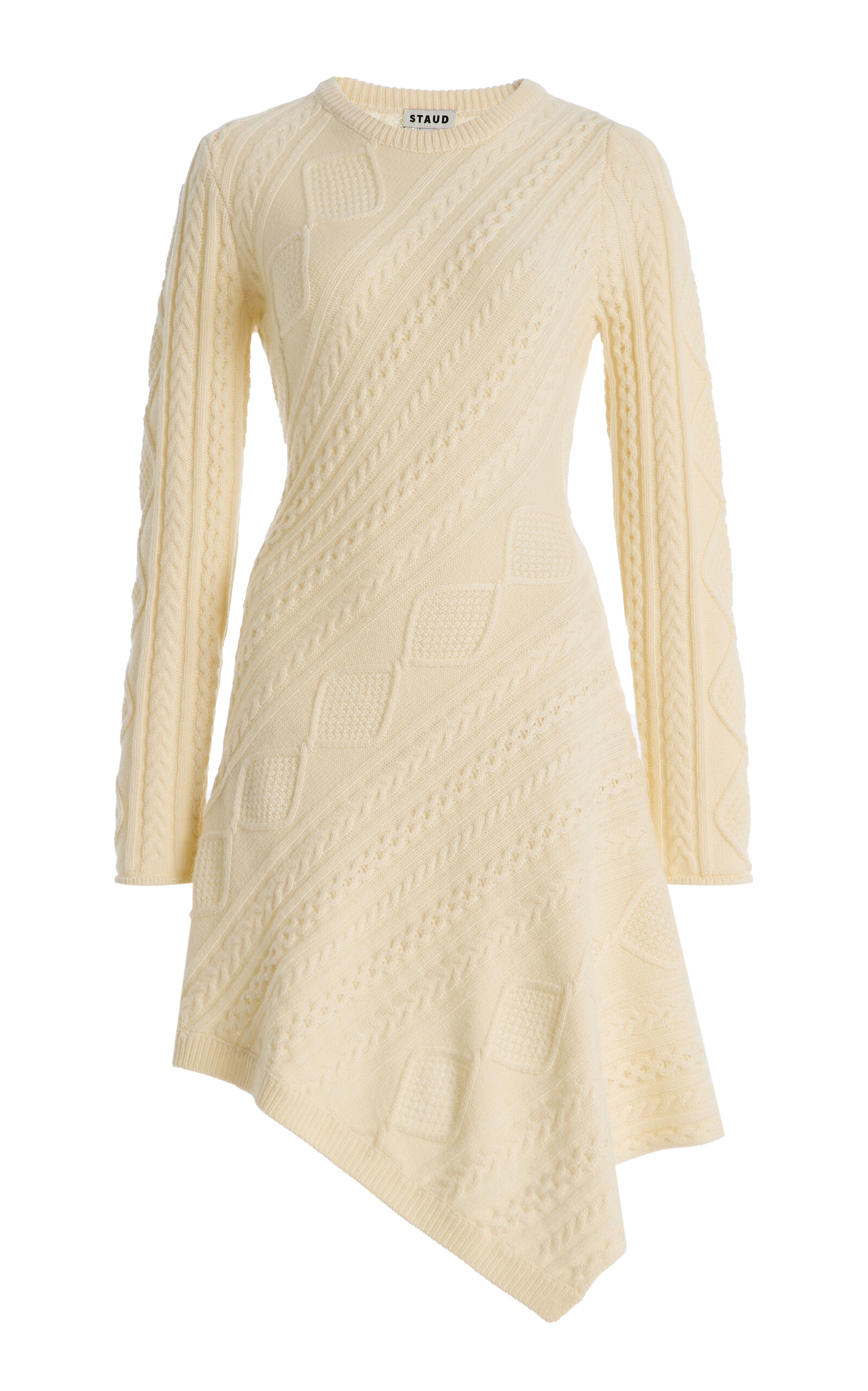 Staud Eva Wool-blend Mini Sweater Dress In White