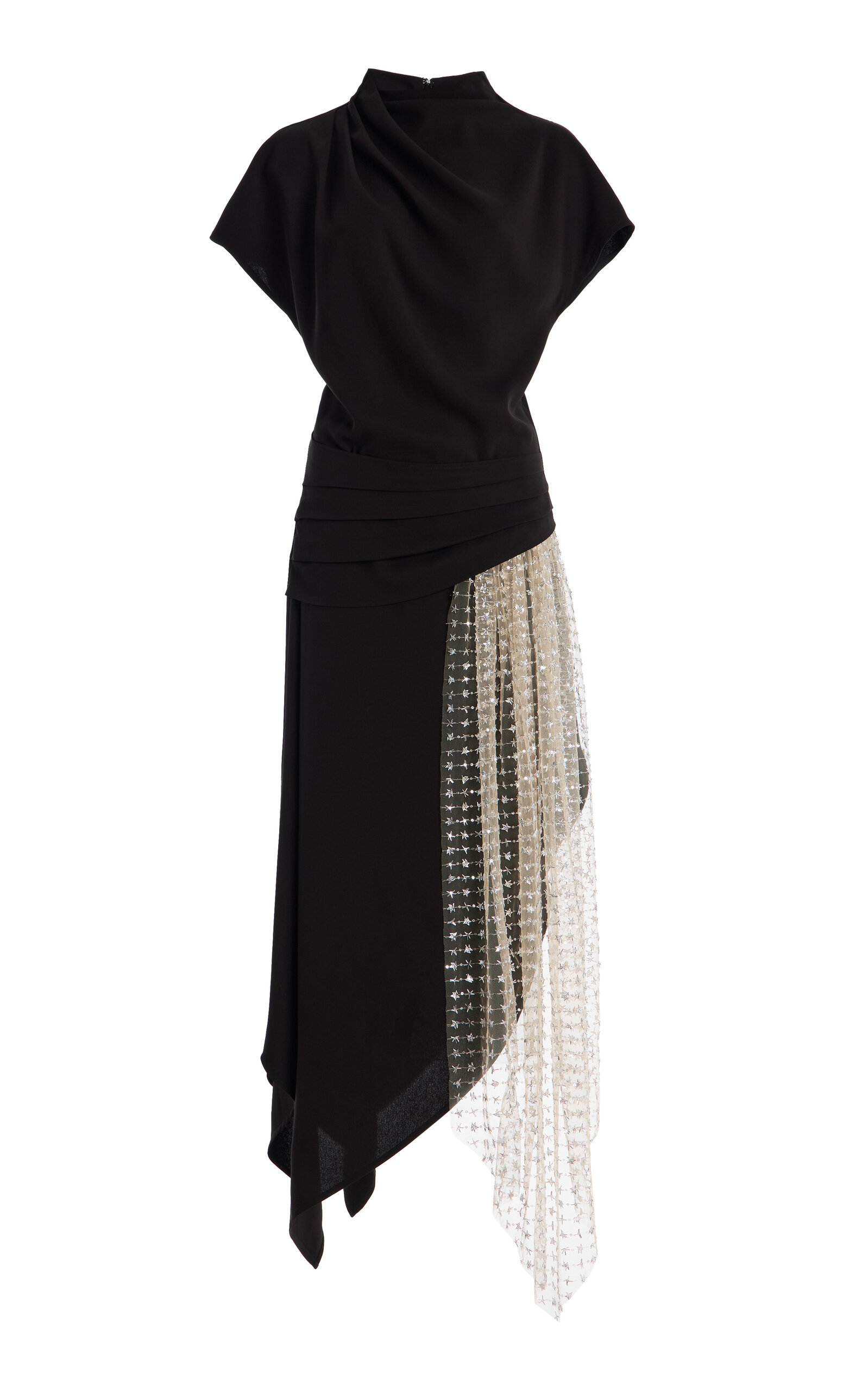 Staud Effie Beaded Crepe Maxi Dress In Black