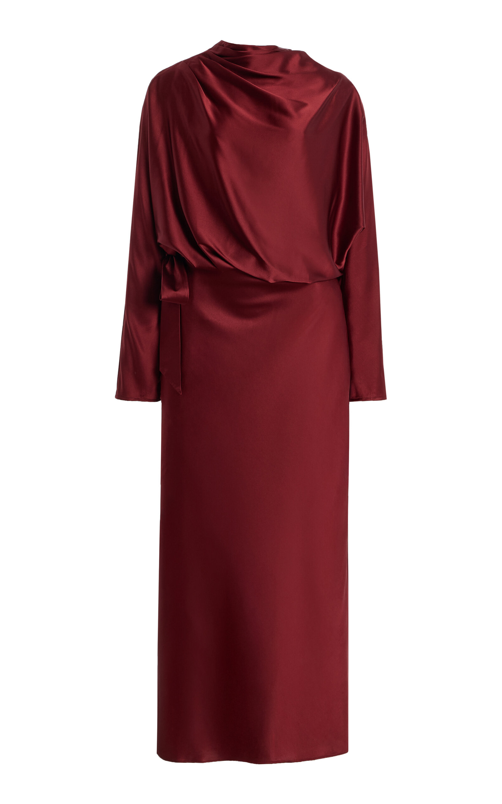 Staud Phoebe Draped Silk Maxi Dress In Burgundy