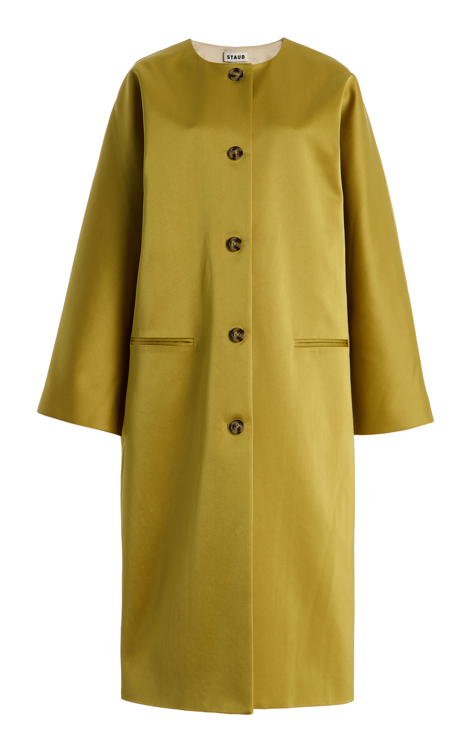 Staud Liz Satin Coat In Yellow