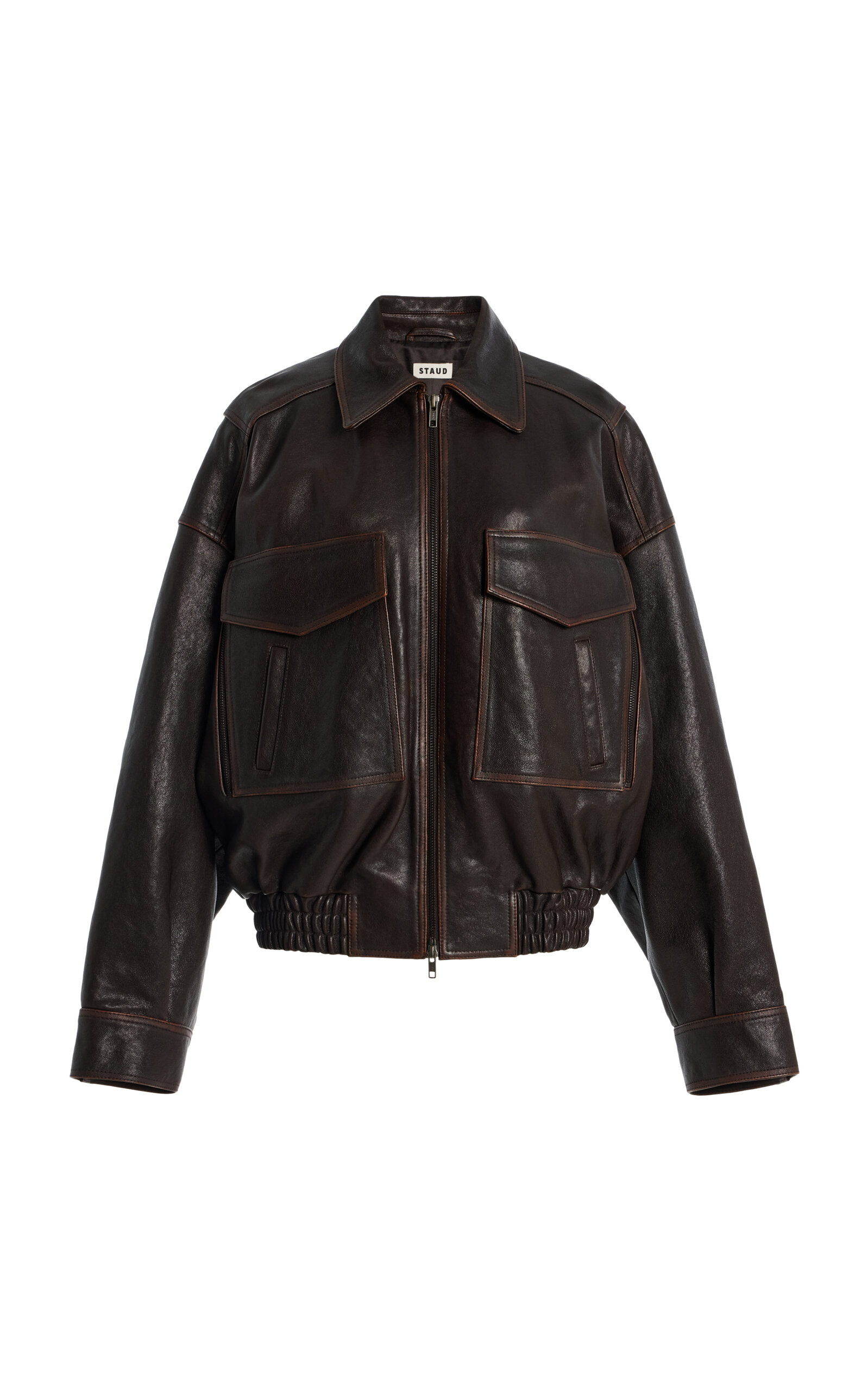 STAUD Eugene Distressed Leather Jacket