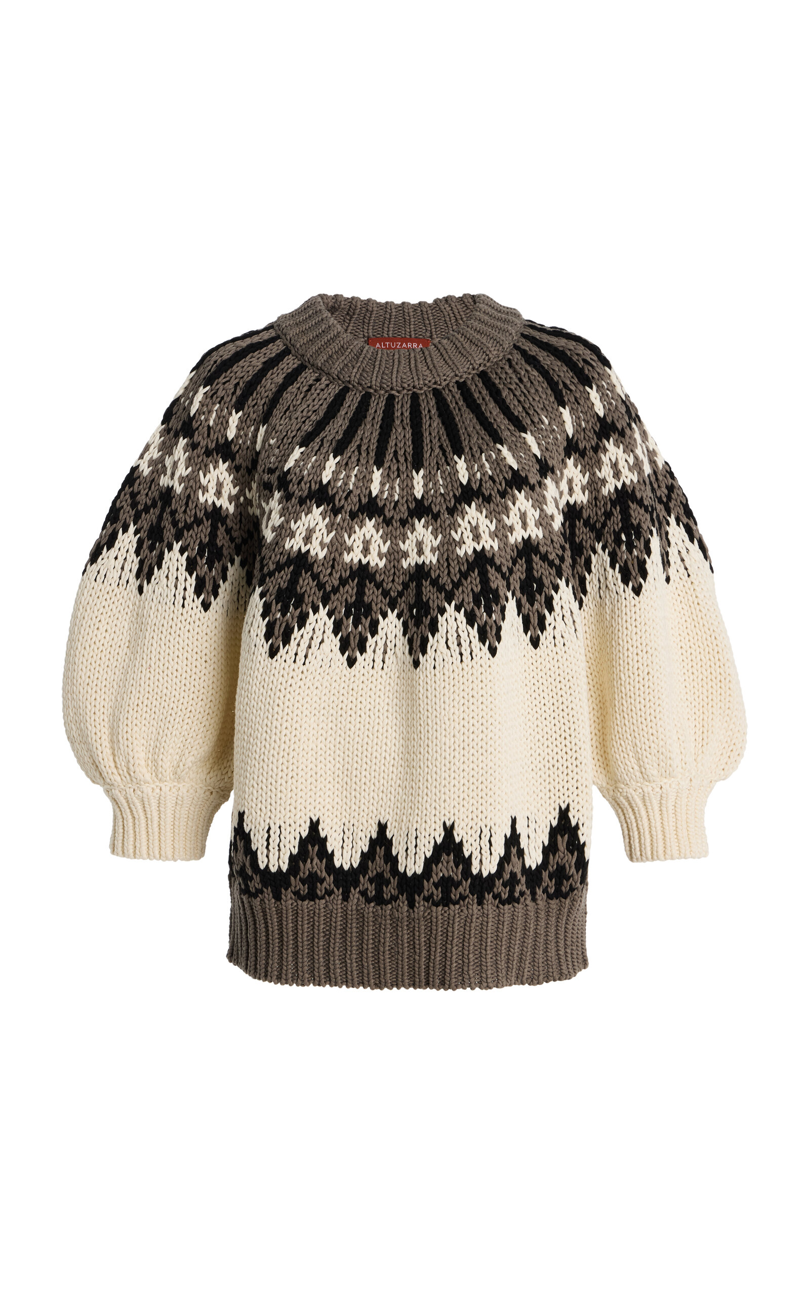Altuzarra Marty Fair Isle Knit Cotton Sweater In Black