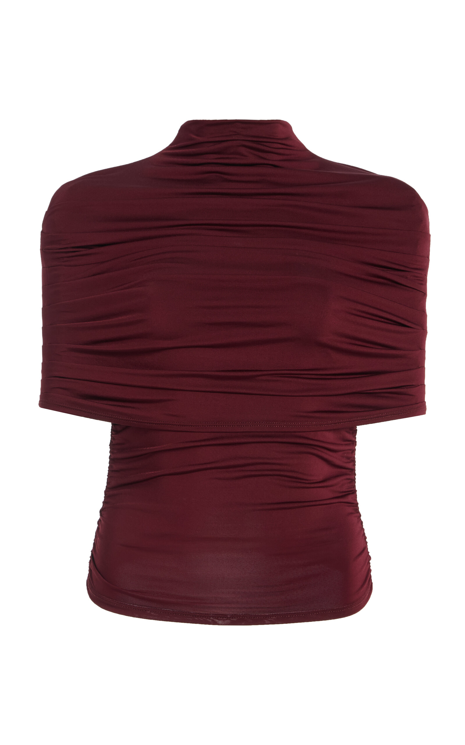 Lapointe Ruched Jersey Mock-neck Top In Burgundy