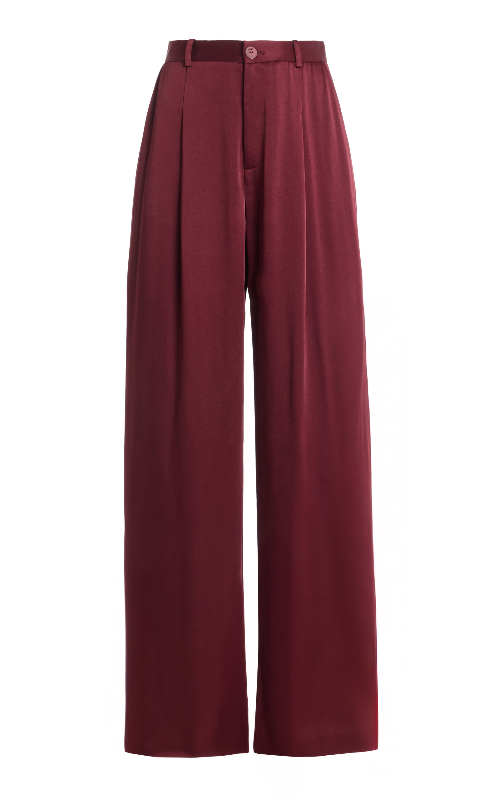 Lapointe Pleated Satin Relaxed Pants In Burgundy