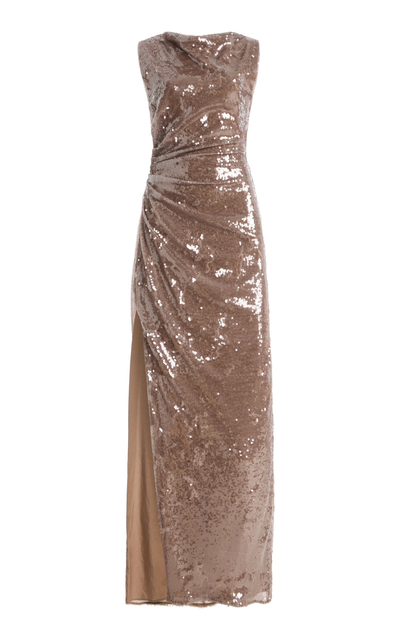 LAPOINTE Ruched Sequined Tulle Gown