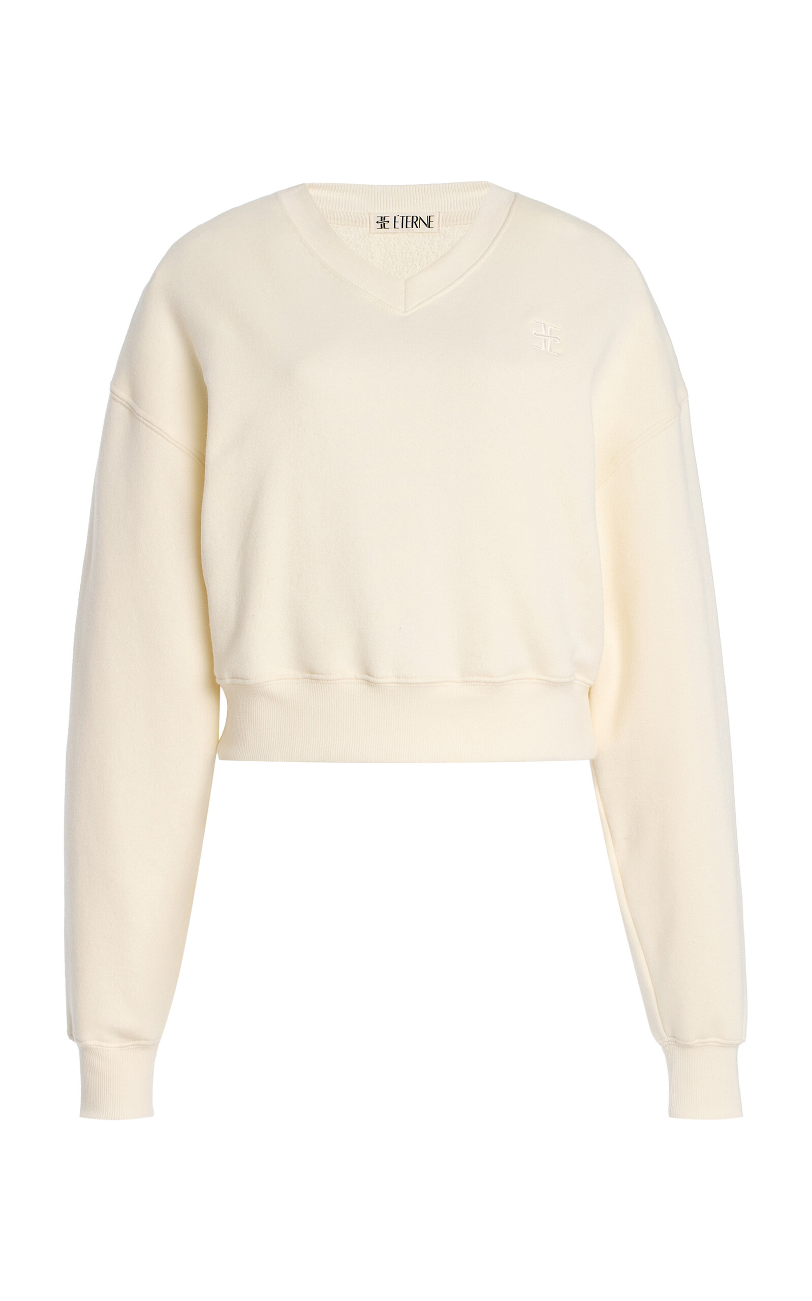 Éterne Cropped Cotton-modal Sweatshirt In Neutral