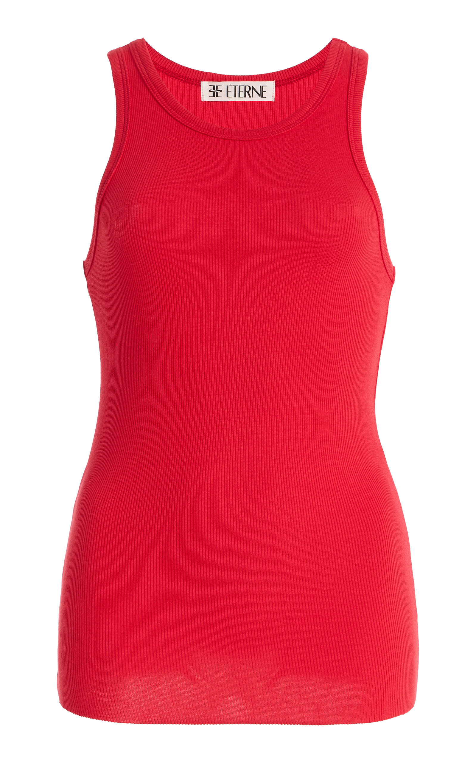 Éterne High-neck Fitted Jersey Tank Top In Brown