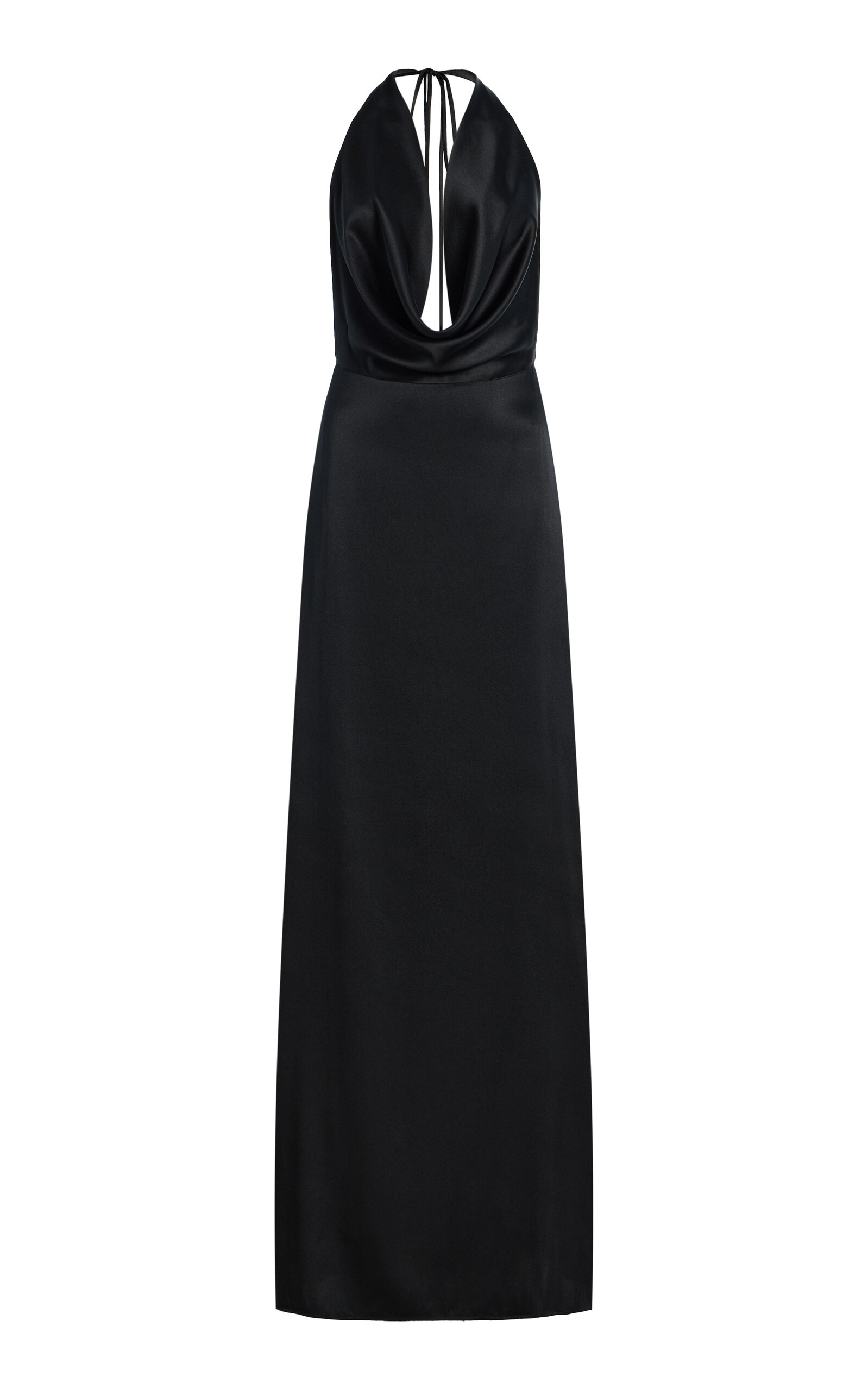 Éterne Carla Stretch-Silk Satin Maxi Halter Dress