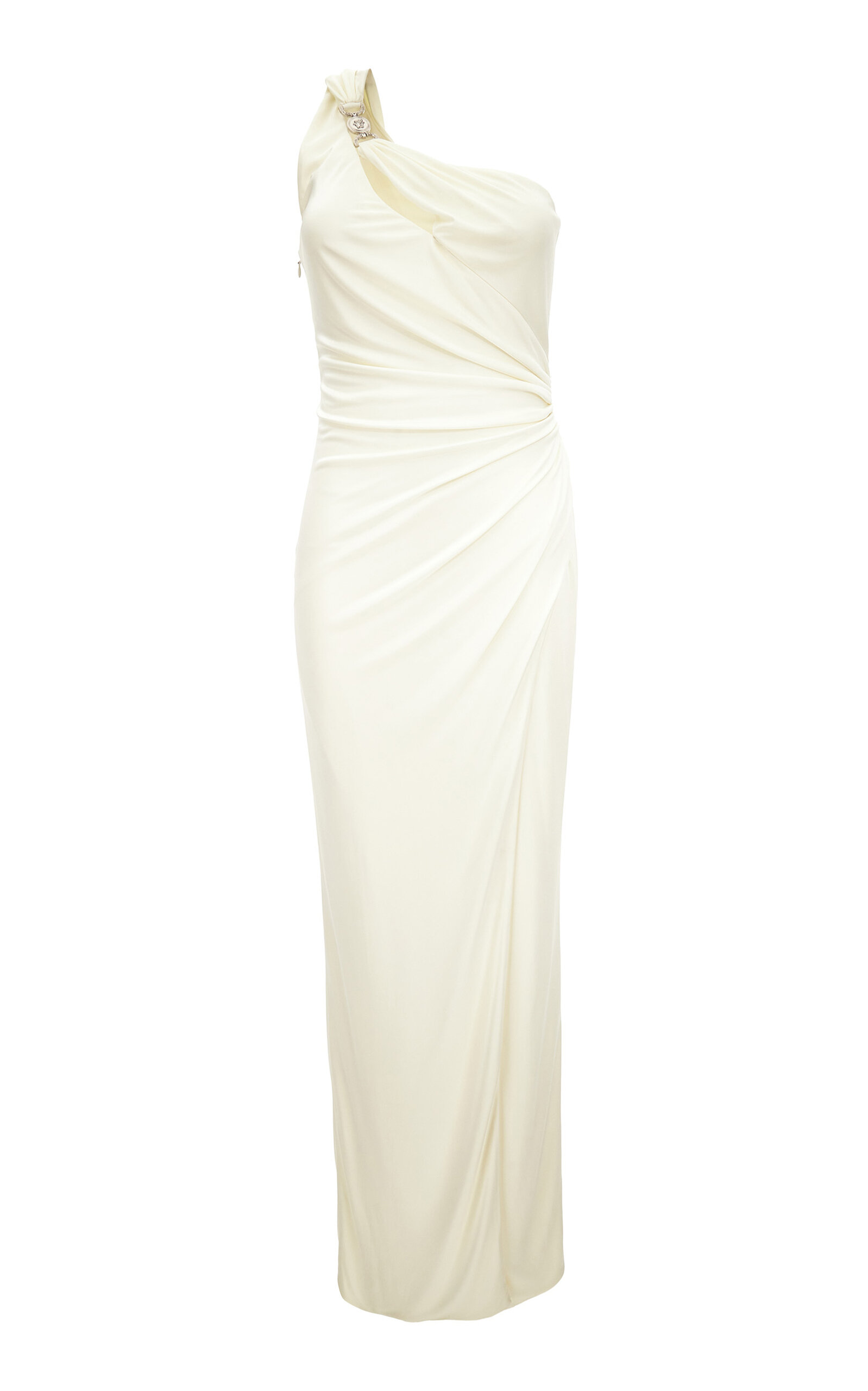 Versace One-Shoulder Ruched Jersey Gown - Moda Operandi