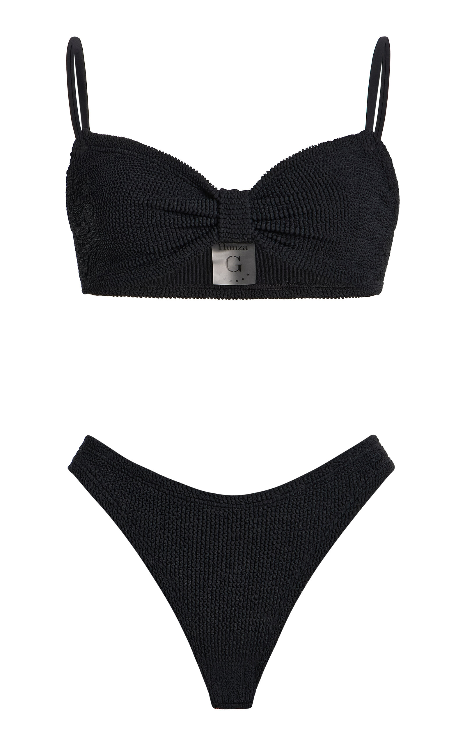 Hunza G Alicia Seersucker Bikini In Black