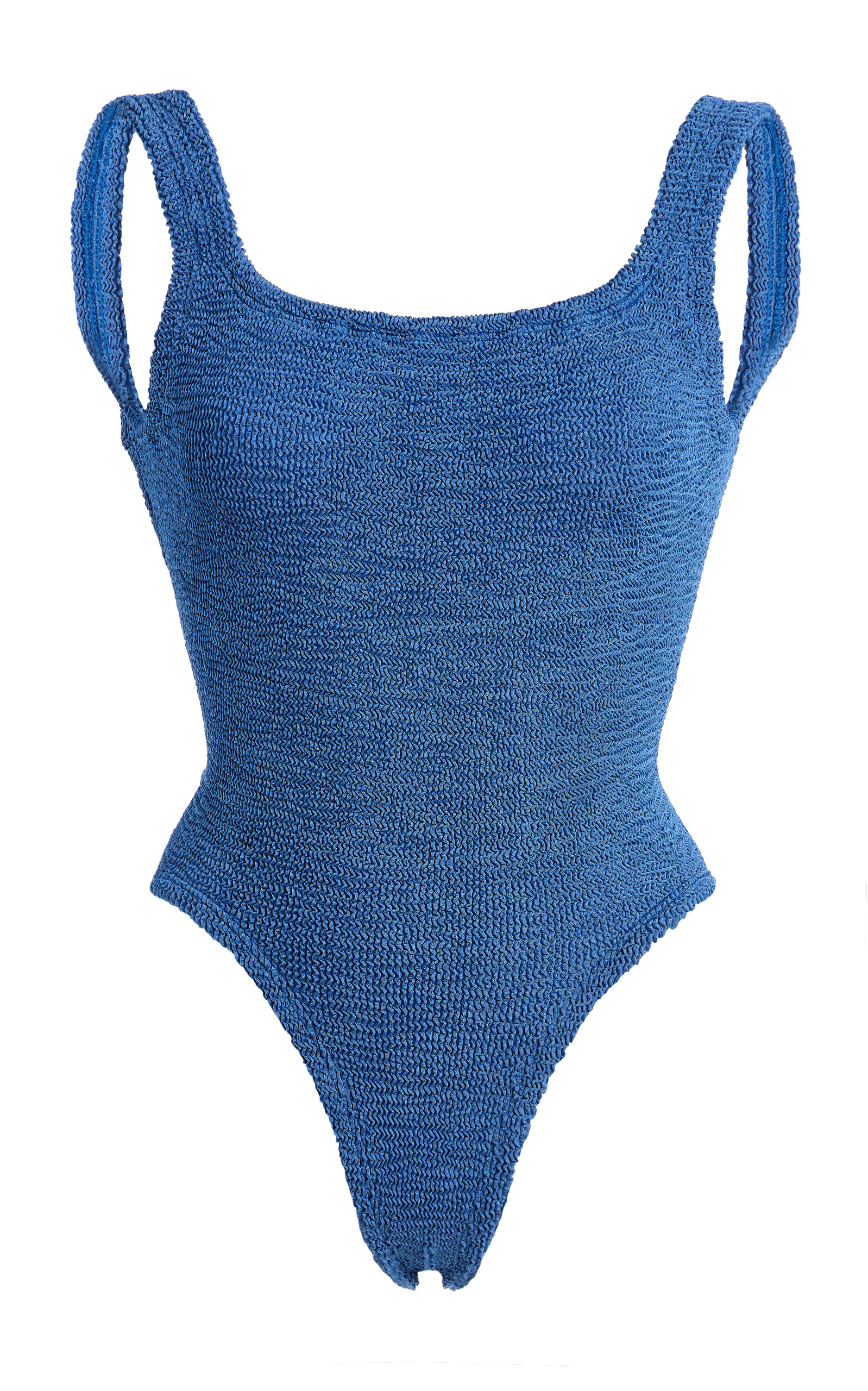 Hunza G Square-Neck Seersucker One-Piece Swimsuit