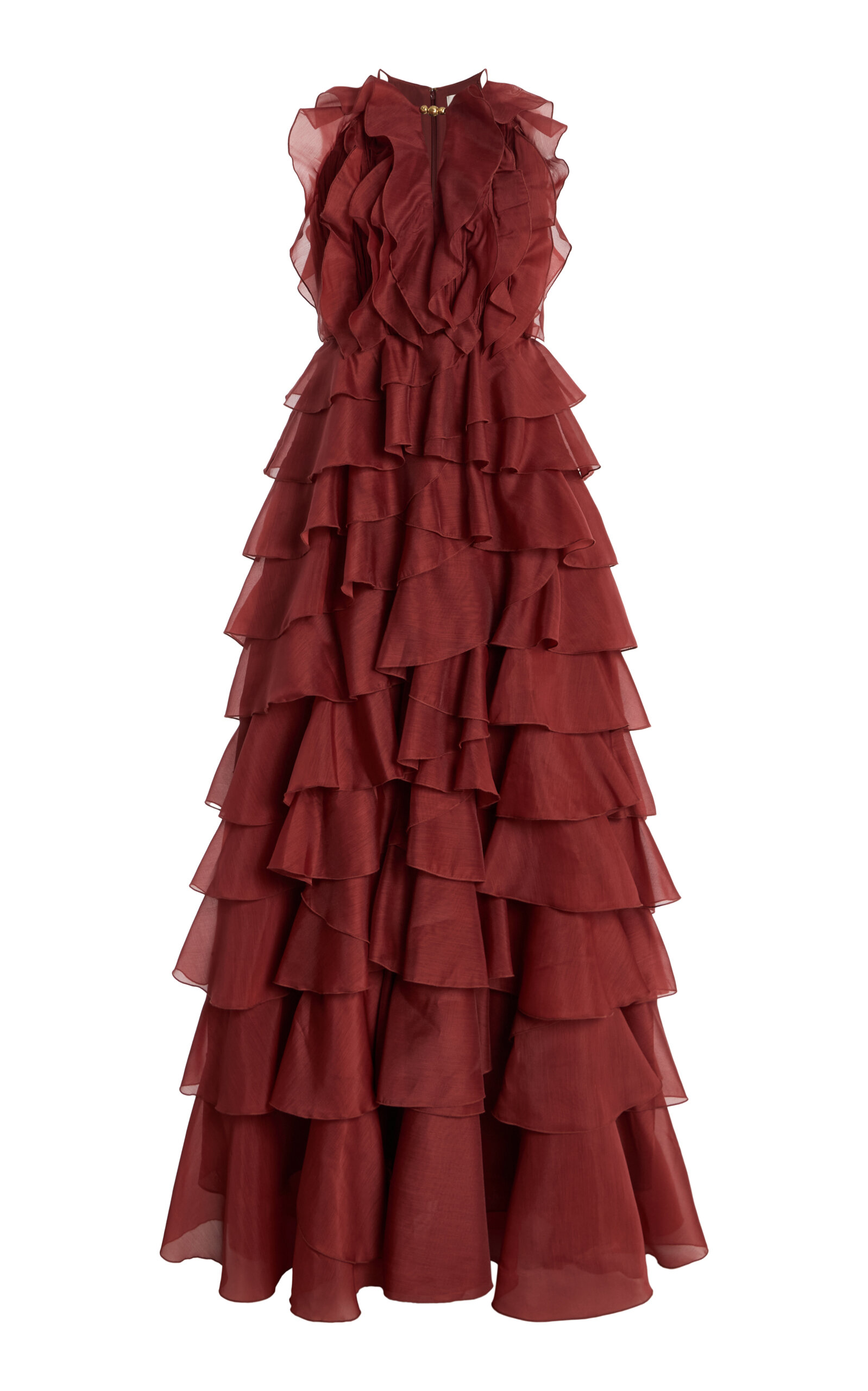 Aje Cleo Ruffled Chiffon Gown