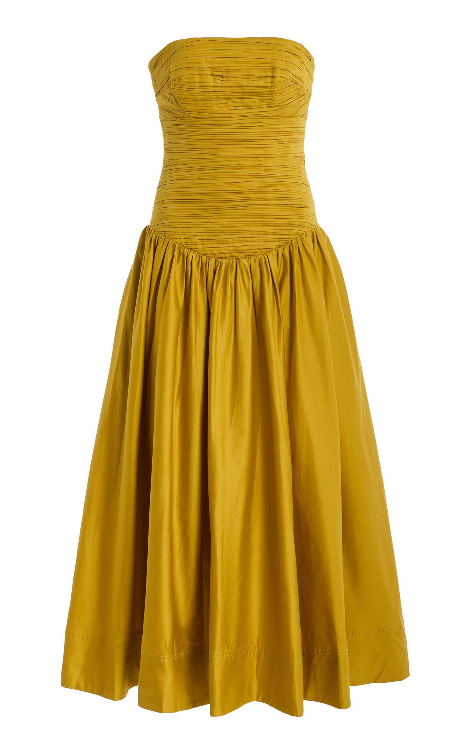 Aje Marigold Ruched Cotton Midi Dress