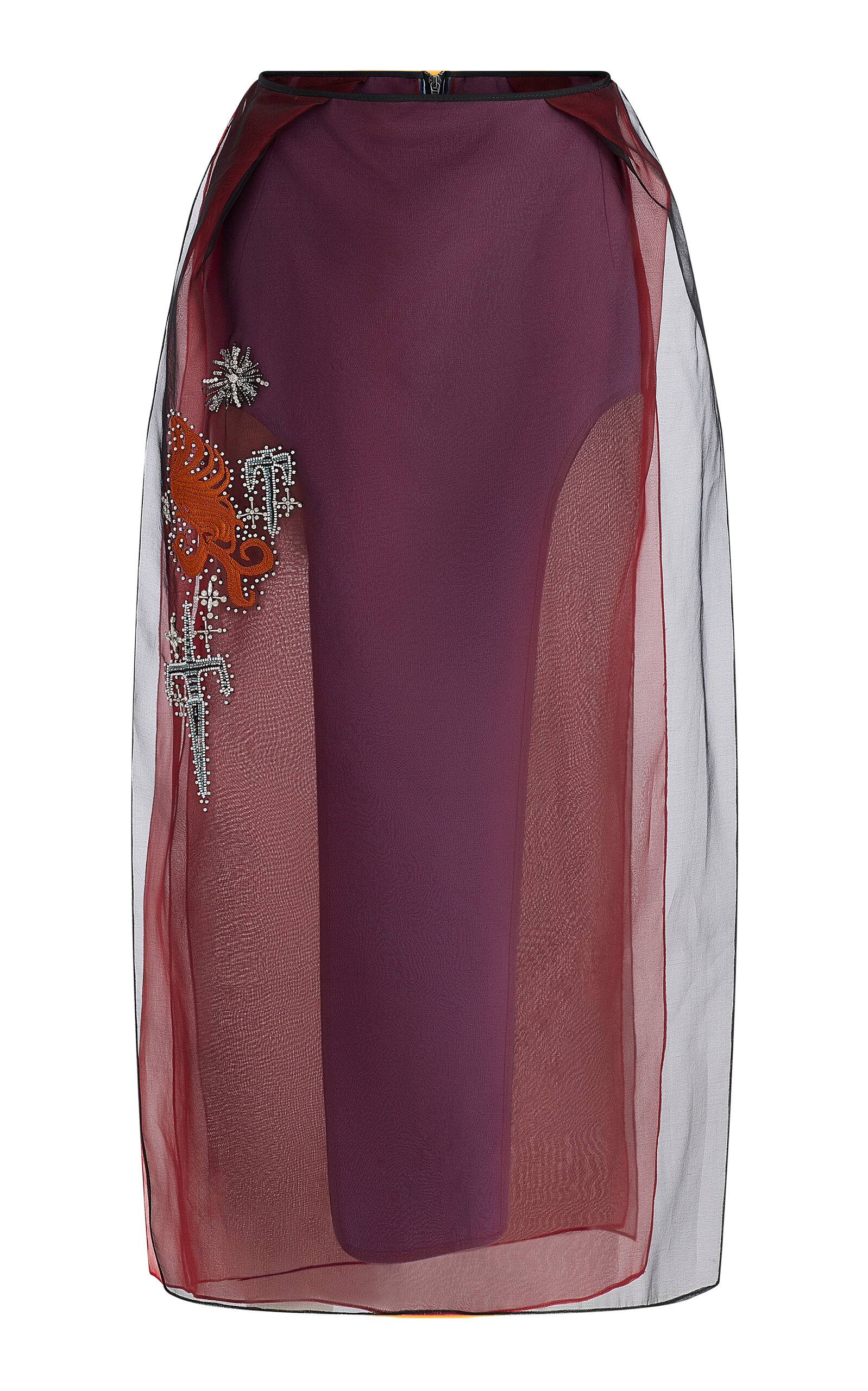 Maticevski Improvisation Beaded Silk-Organza Midi Skirt