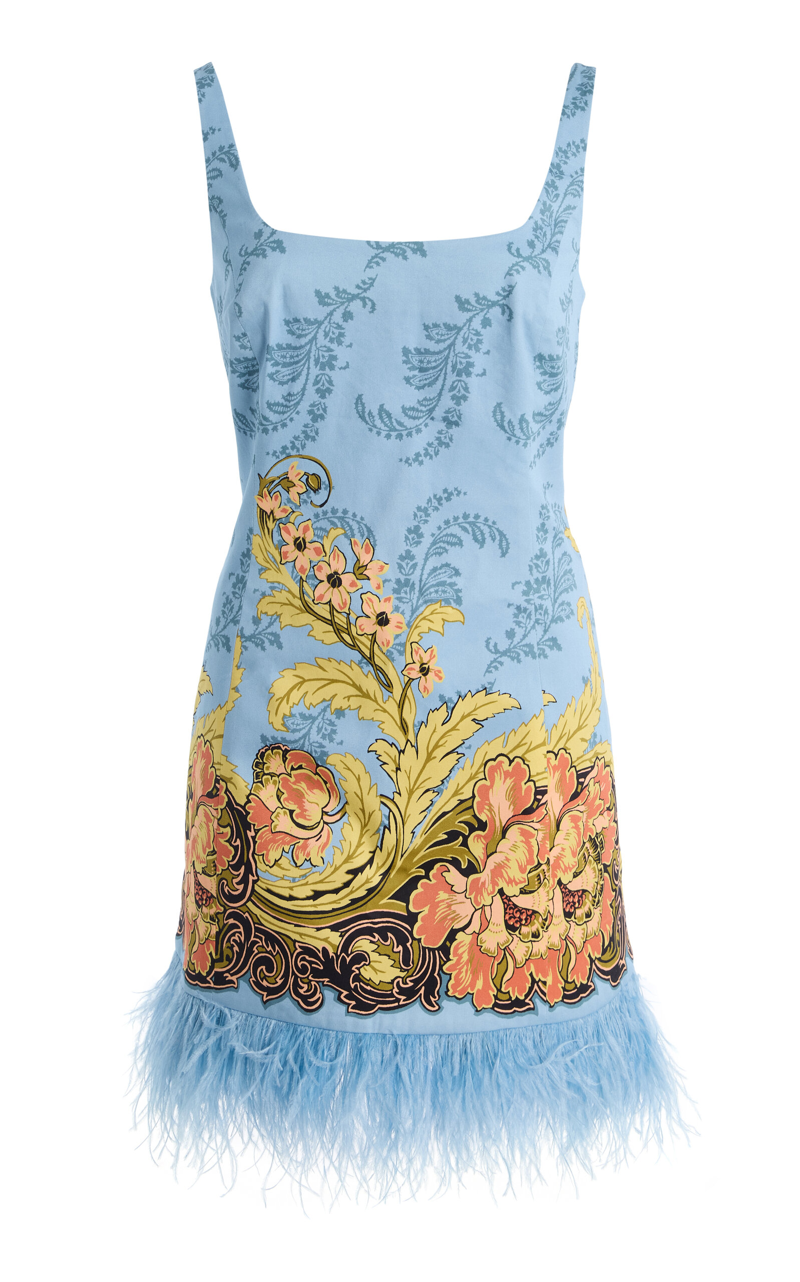 Cara Cara Carlie Feather-Trimmed Cotton-Sateen Mini Dress