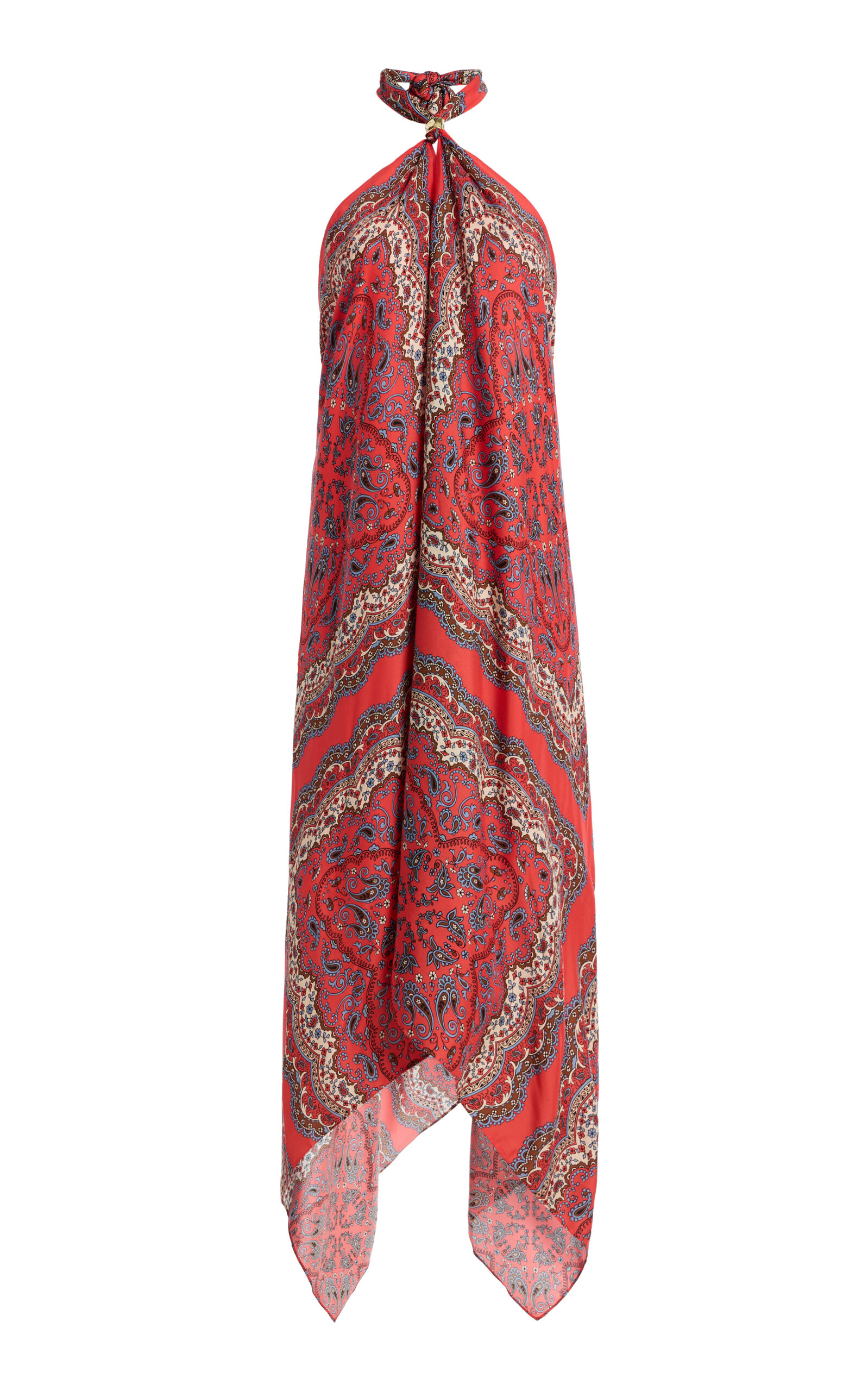 Cara Cara Twist Paisley Twill Midi Halter Dress