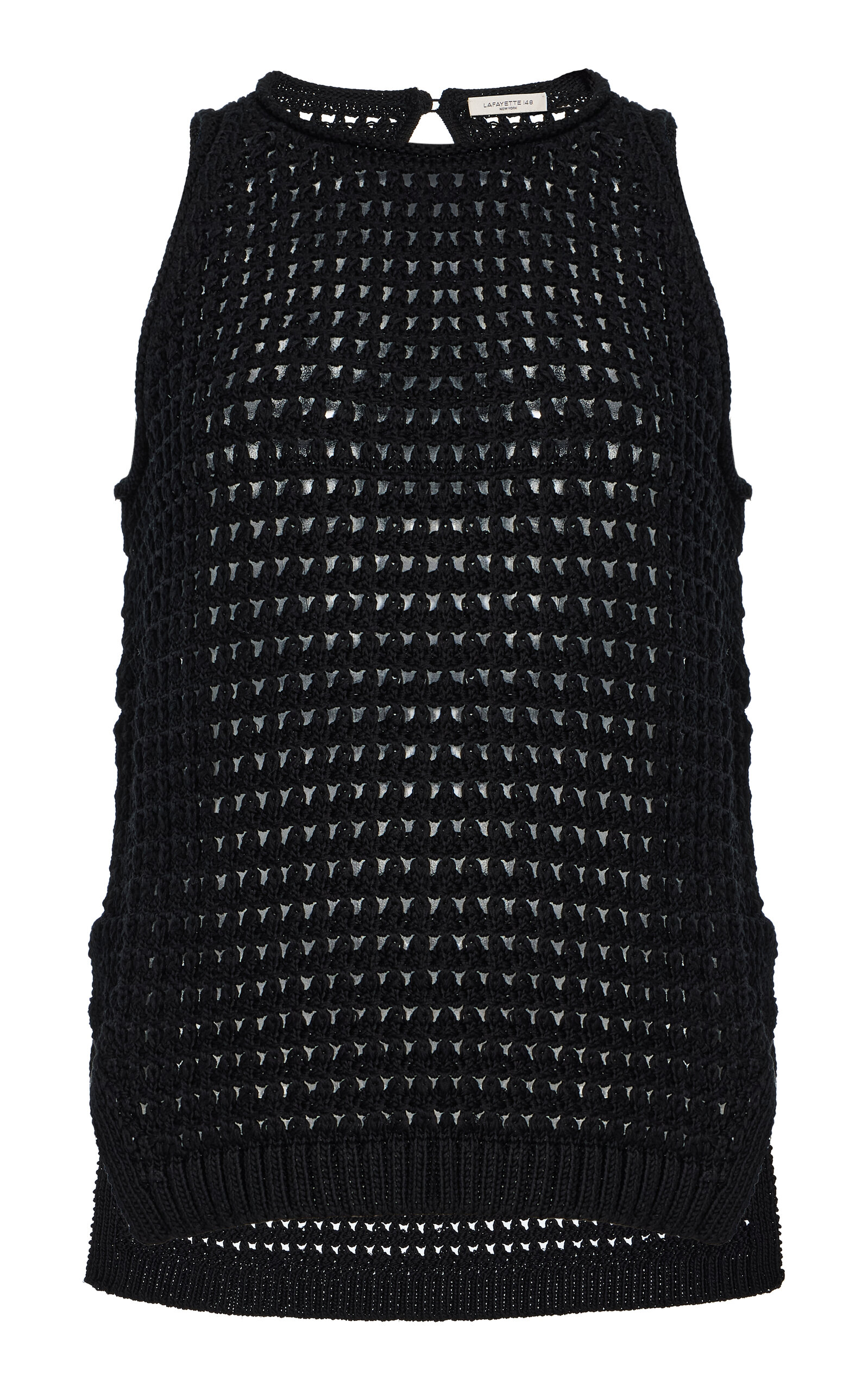 Lafayette 148 Cotton-Silk Open-Knit Tank - Black