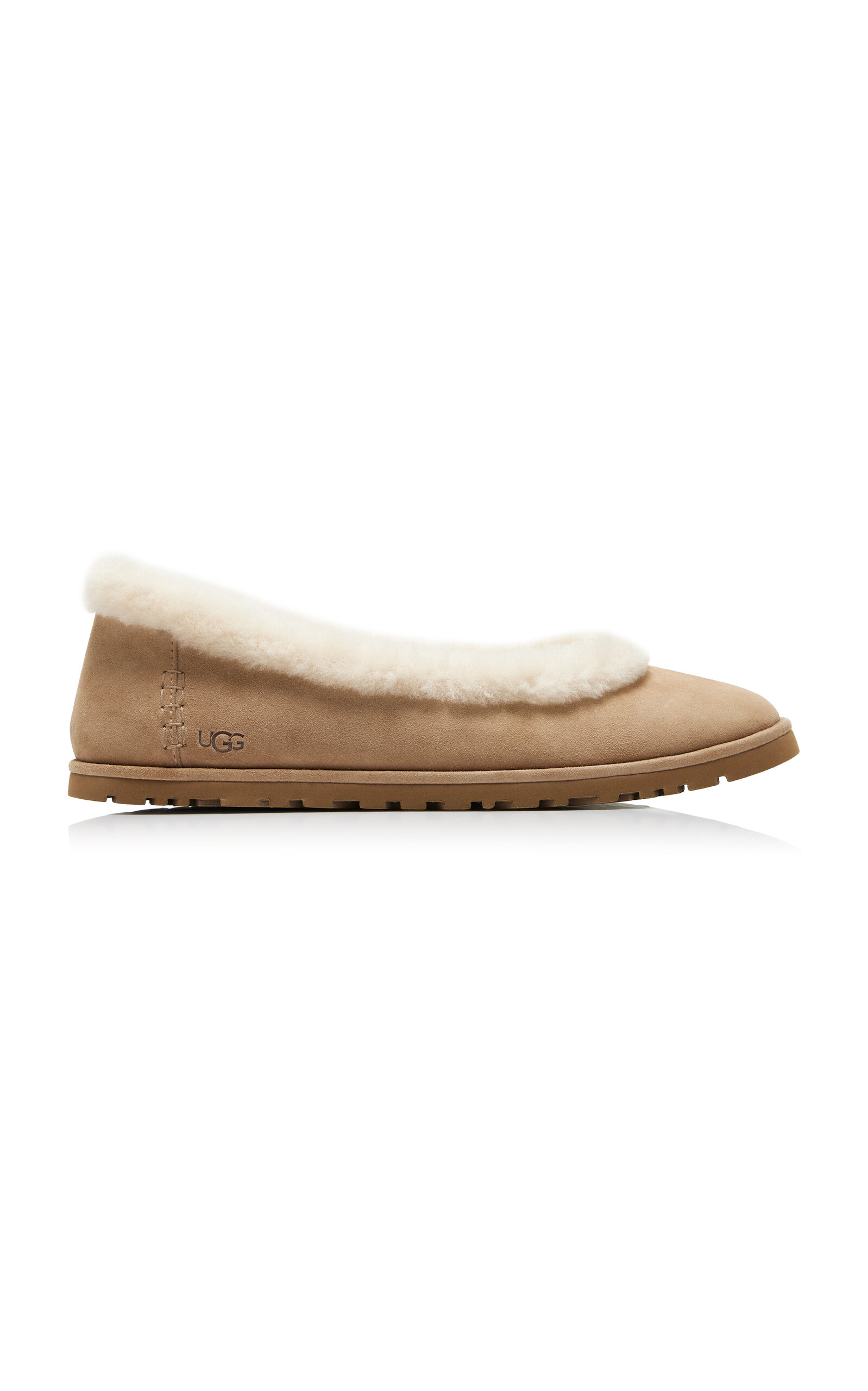 Ugg Minimalist Brown Flat Shoes With Smooth Rounded Toe