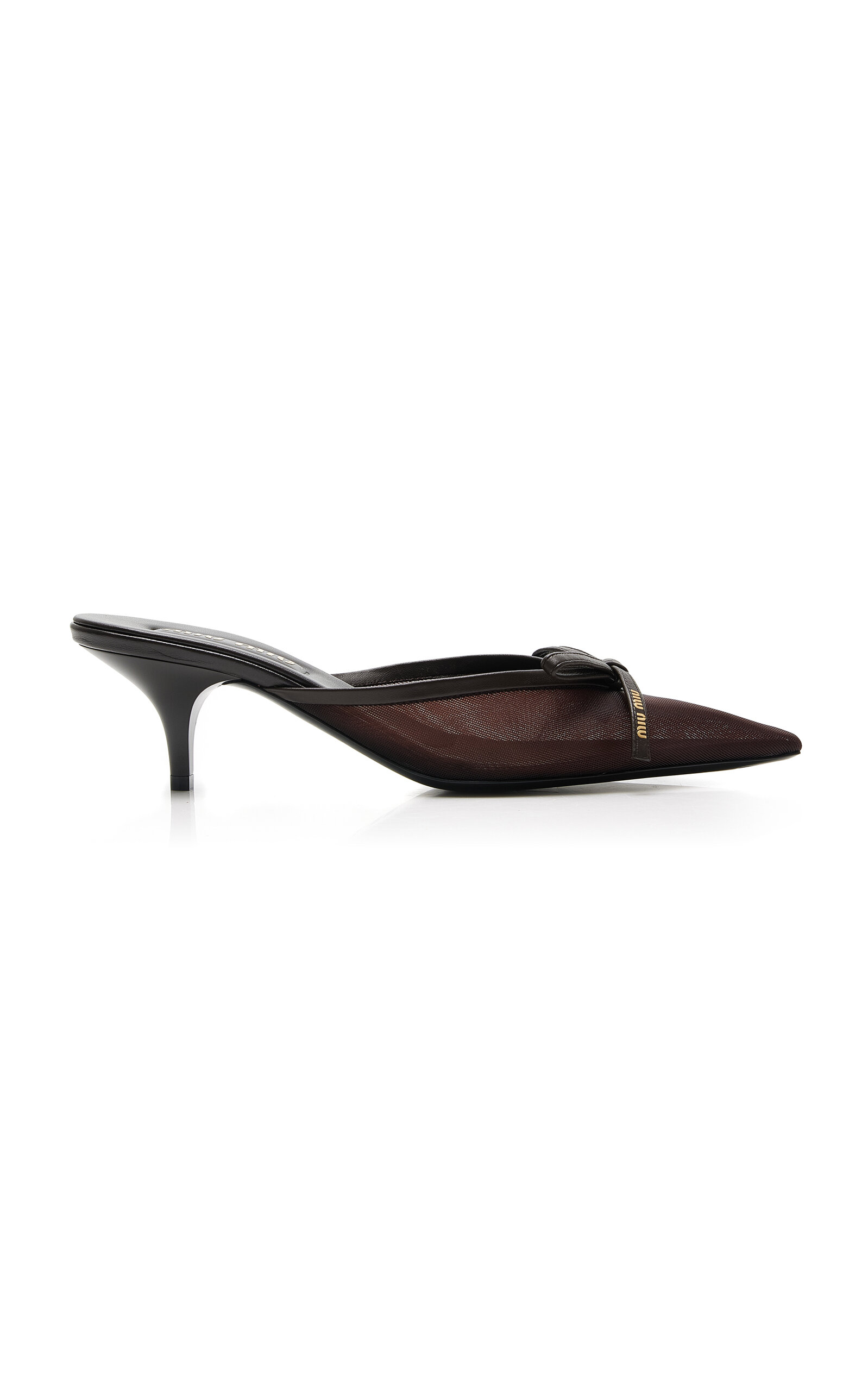 Miu Miu Pointed Leather Pumps In Brown
