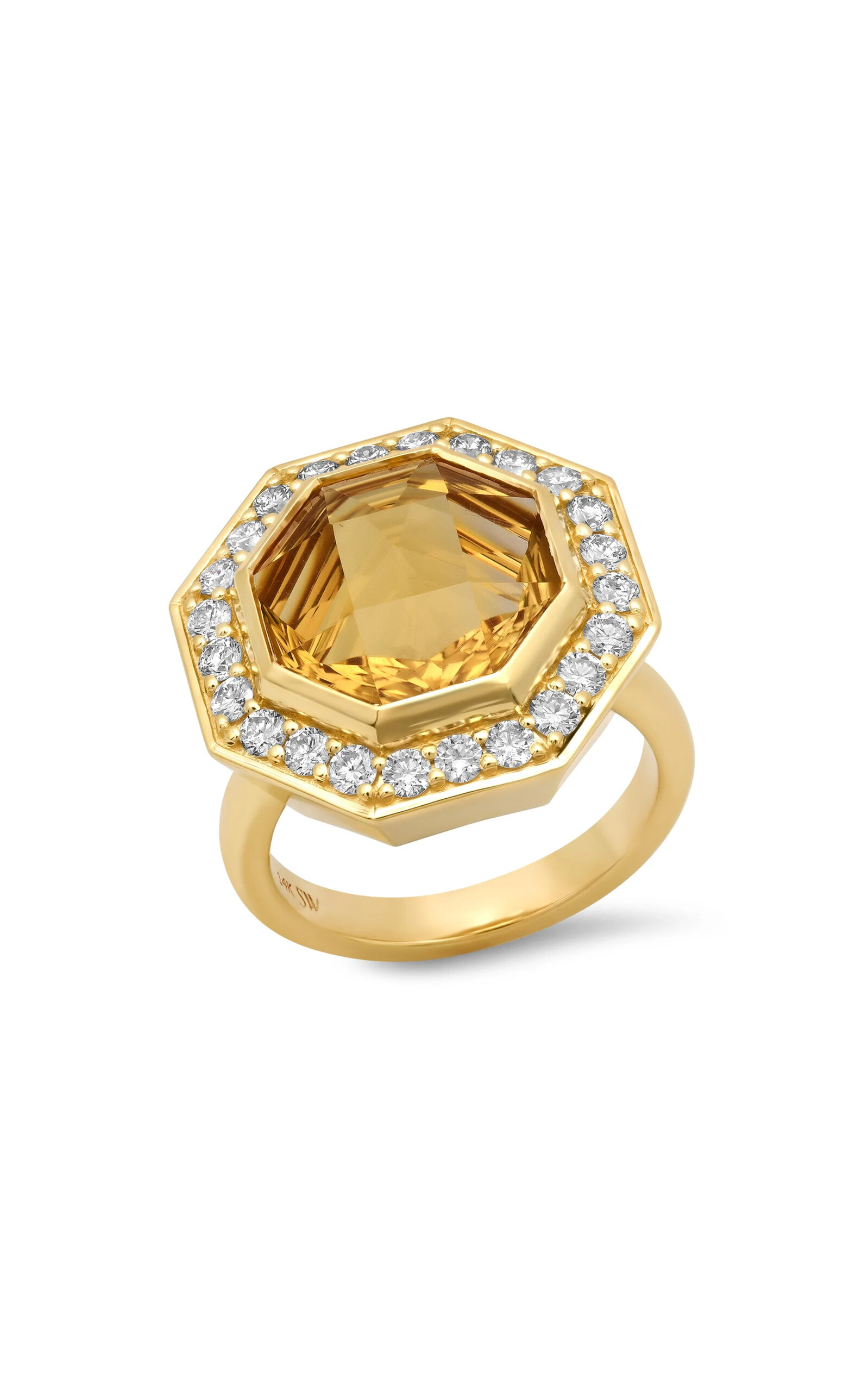 14K Yellow Gold Citrine and Diamond Ring