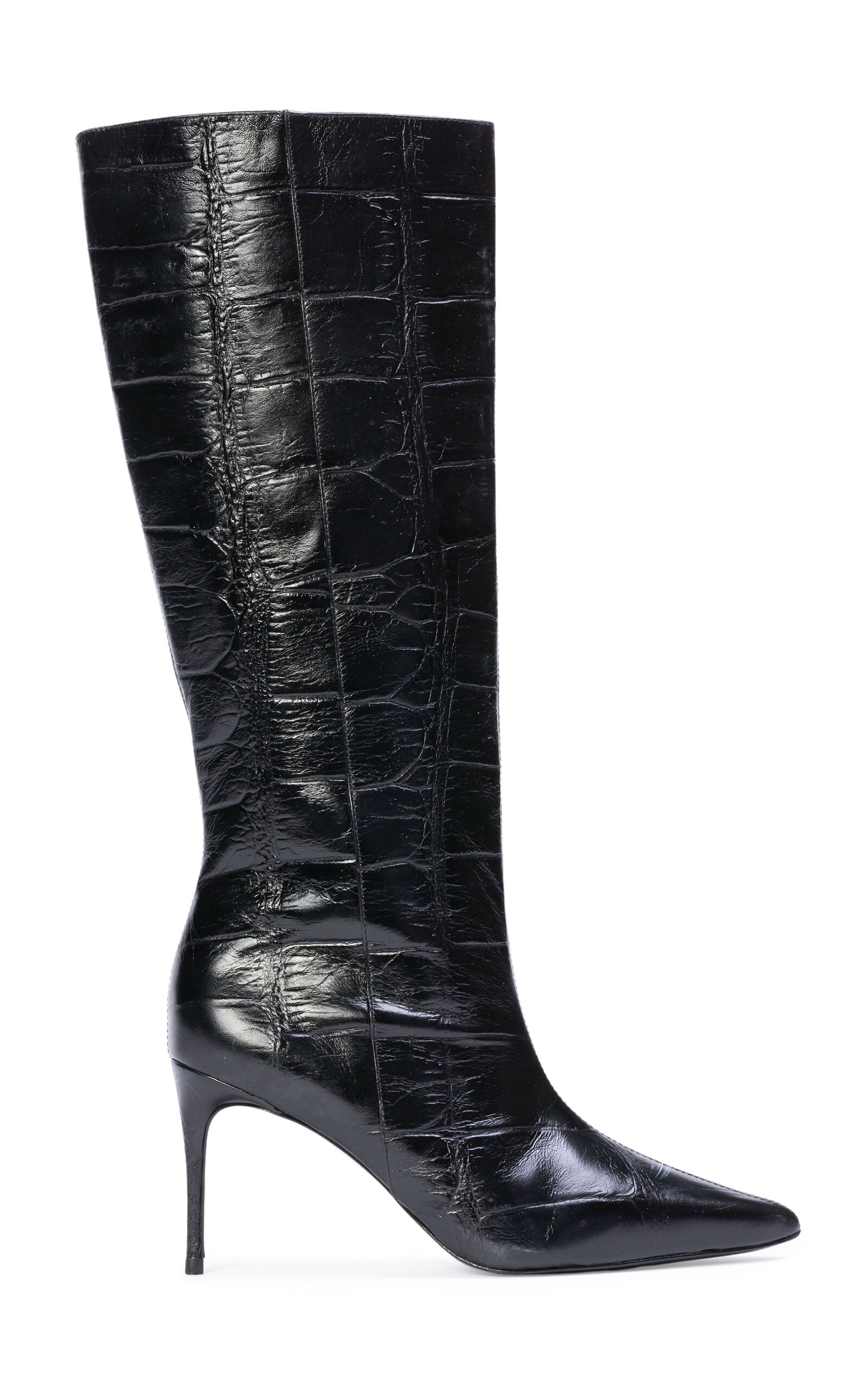 Black Suede Studio Ember Croc-Effect Leather Boots