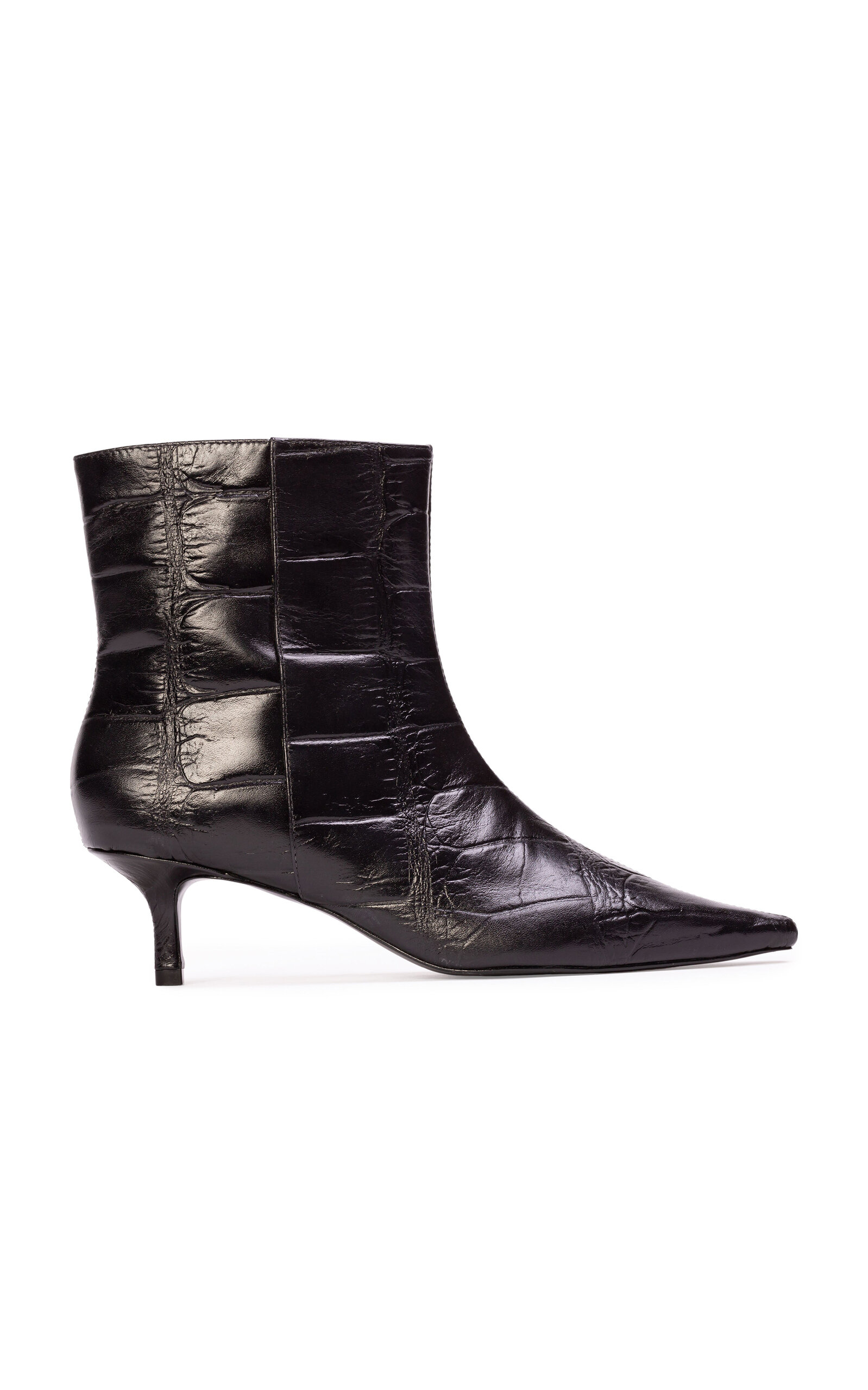 Black Suede Studio Ember Croc-Effect Leather Ankle Boots - Women's Shoes