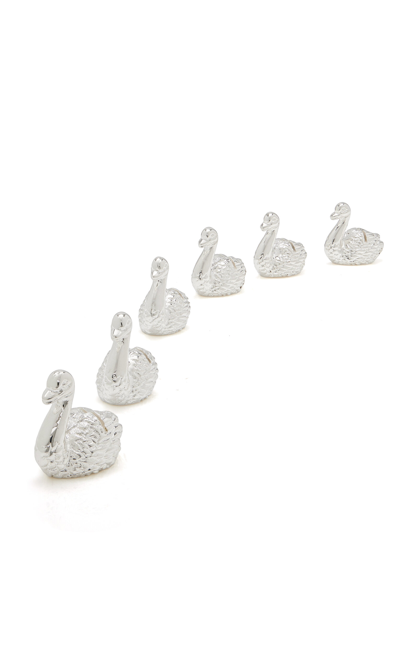 Moda Domus Set-of-six Swan Silver-plated Place Card Holders In Silver