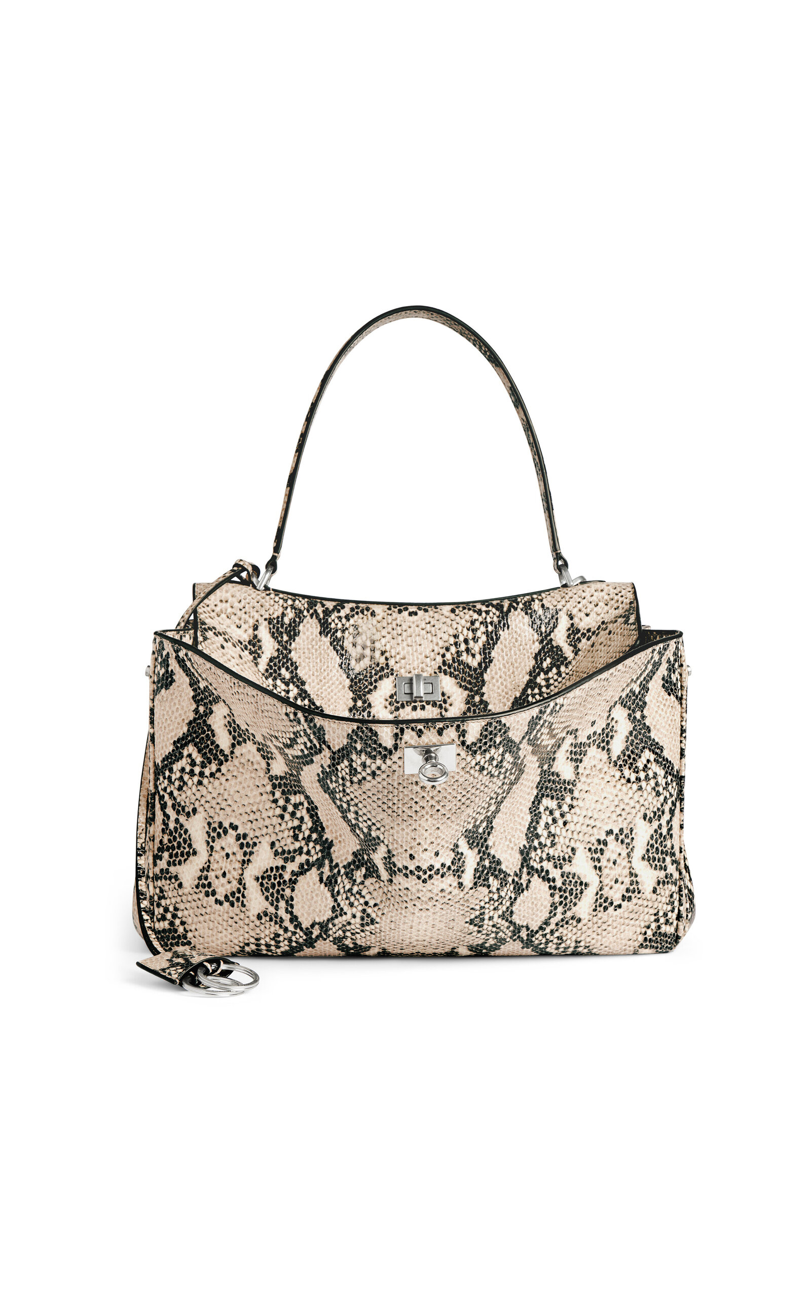 Balenciaga Rodeo Medium Python-Effect Leather Top Handle Bag