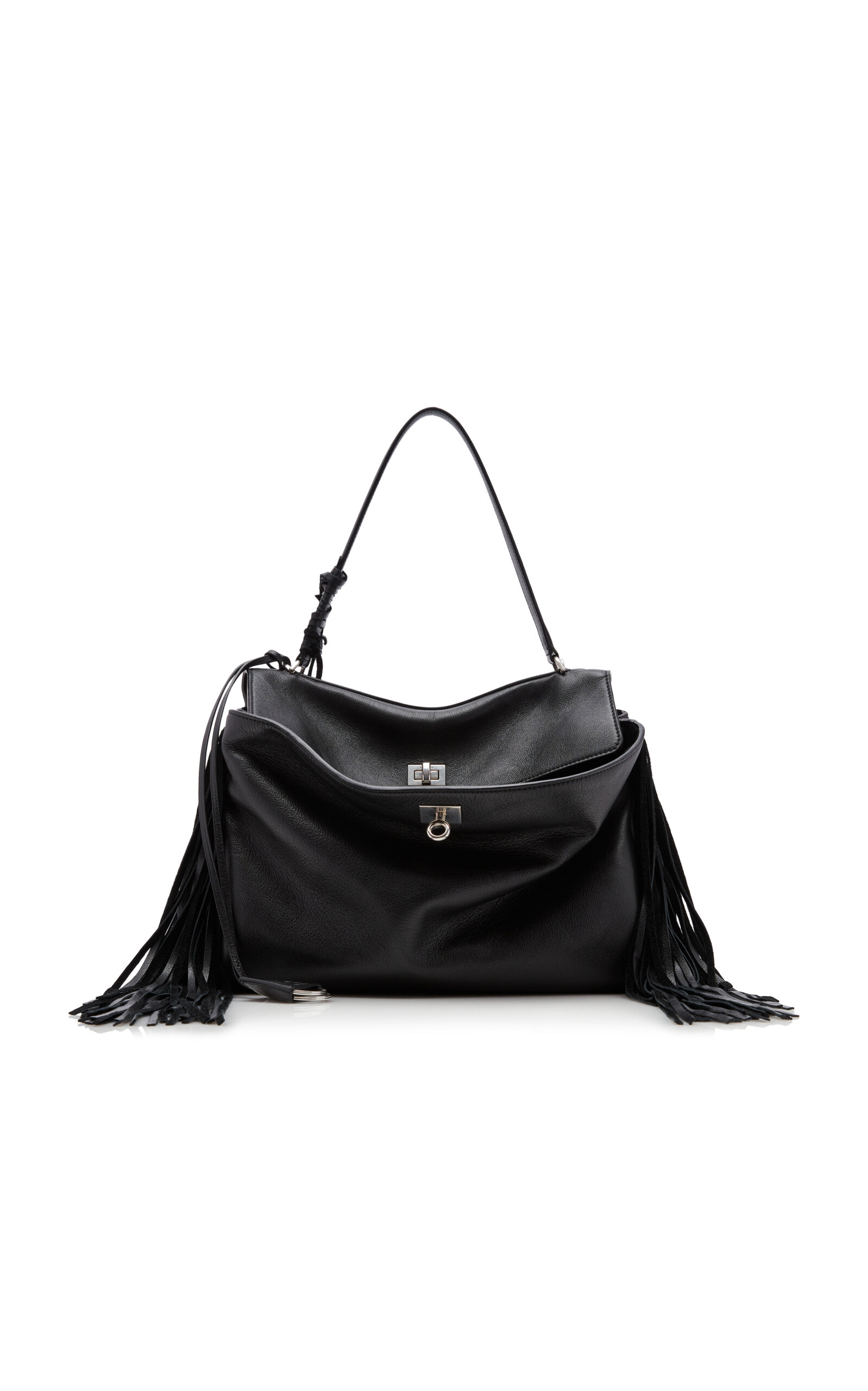 Balenciaga Rodeo Medium Fringed Leather Top Handle Bag