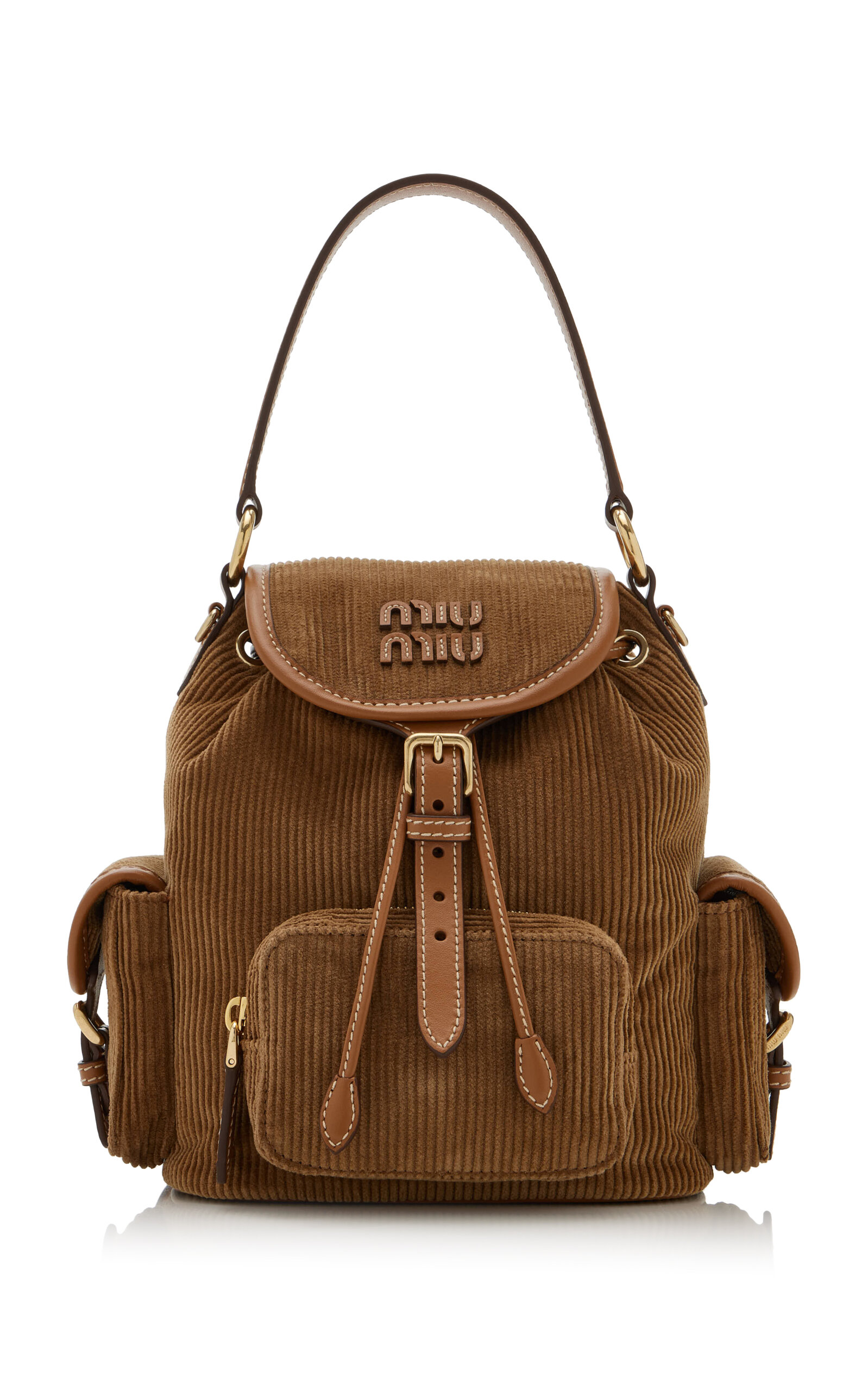 Miu Miu - Small Corduroy Backpack - Brown - OS - Moda Operandi