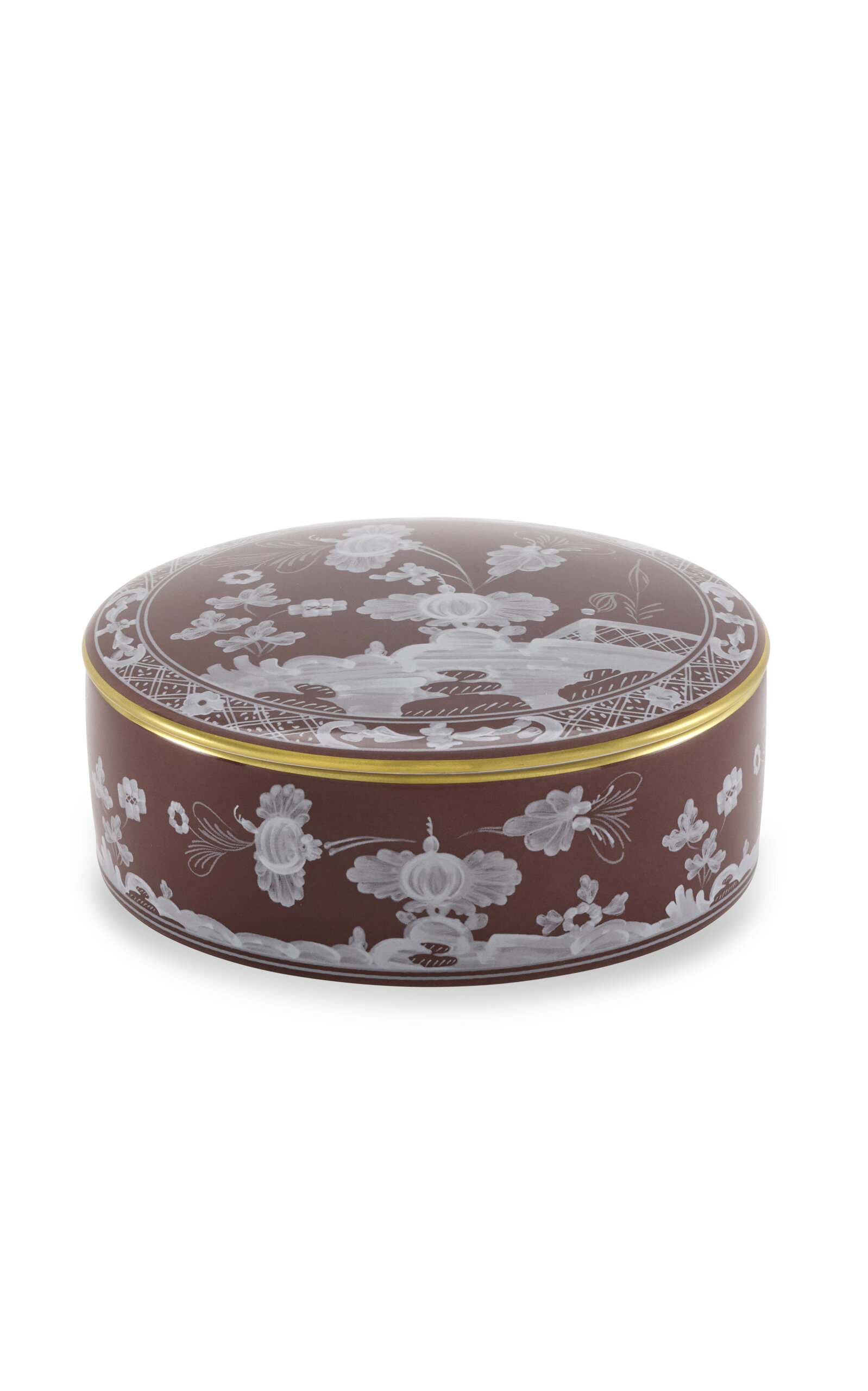 Ginori 1735 Oriente Italiano Round Box With Cover In Brown