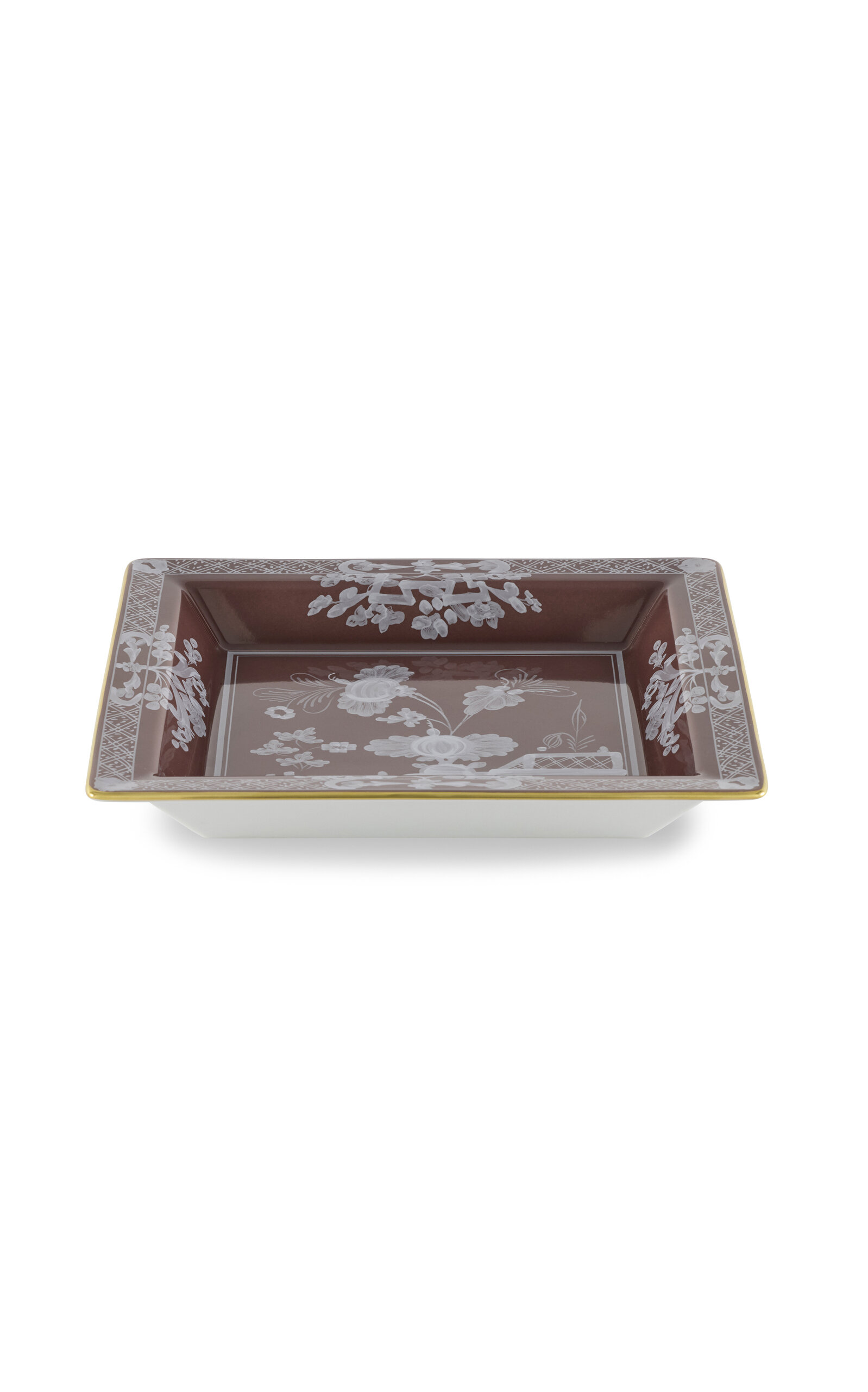 Ginori 1735 Oriente Italiano Large Square Change Tray In Brown