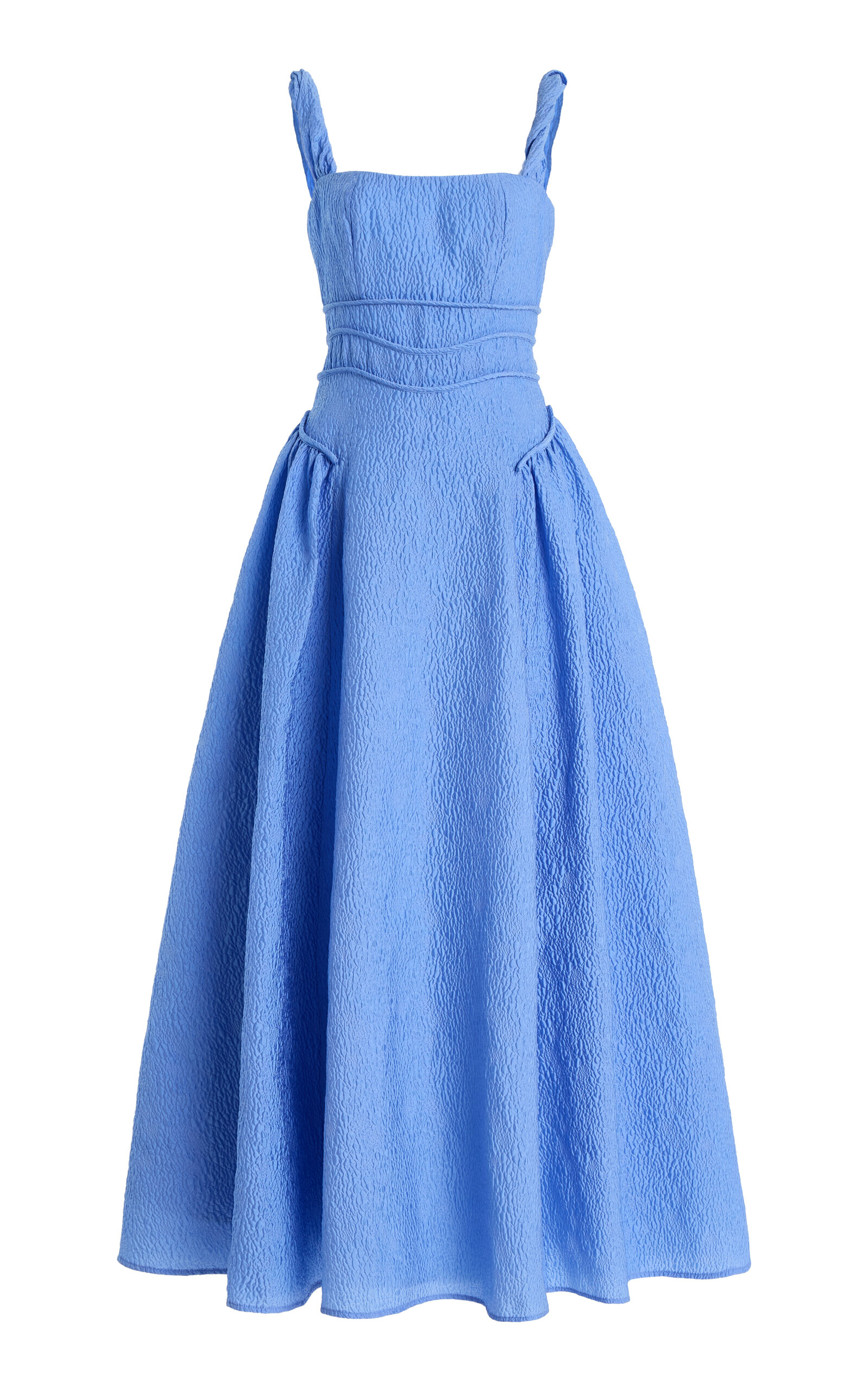 Rachel Gilbert Sophia Gathered Jacquard Maxi Dress In Blue