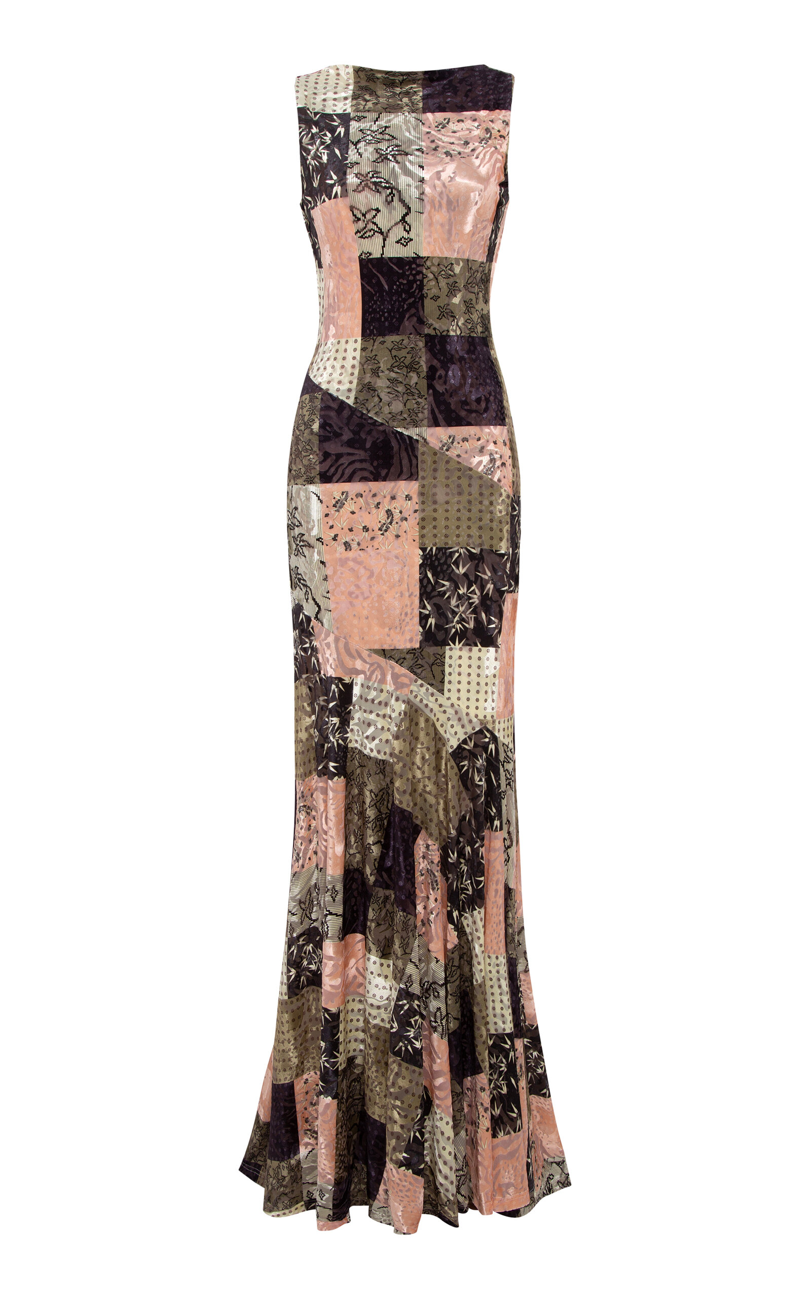 SIEDRÉS Fens Patchwork Velvet Maxi Dress
