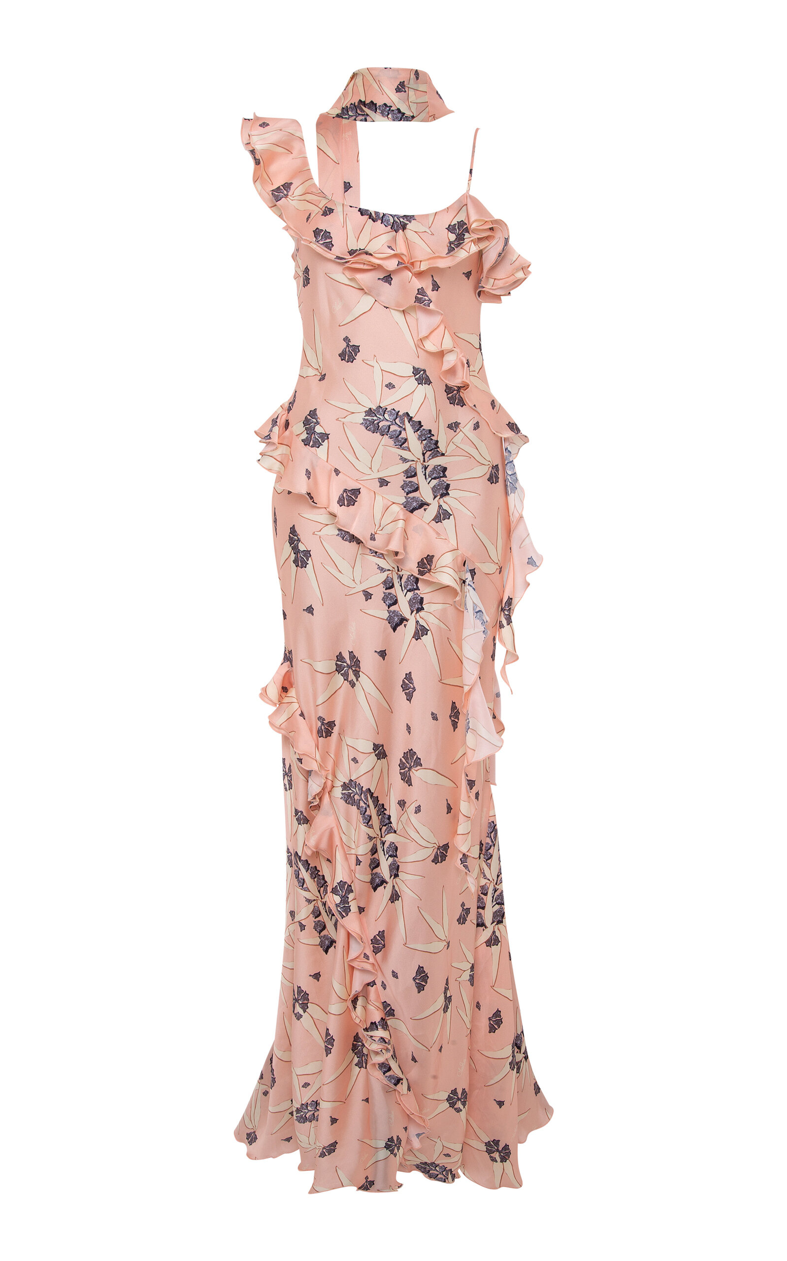 SIEDRÉS Monica Ruffled Satin Maxi Dress
