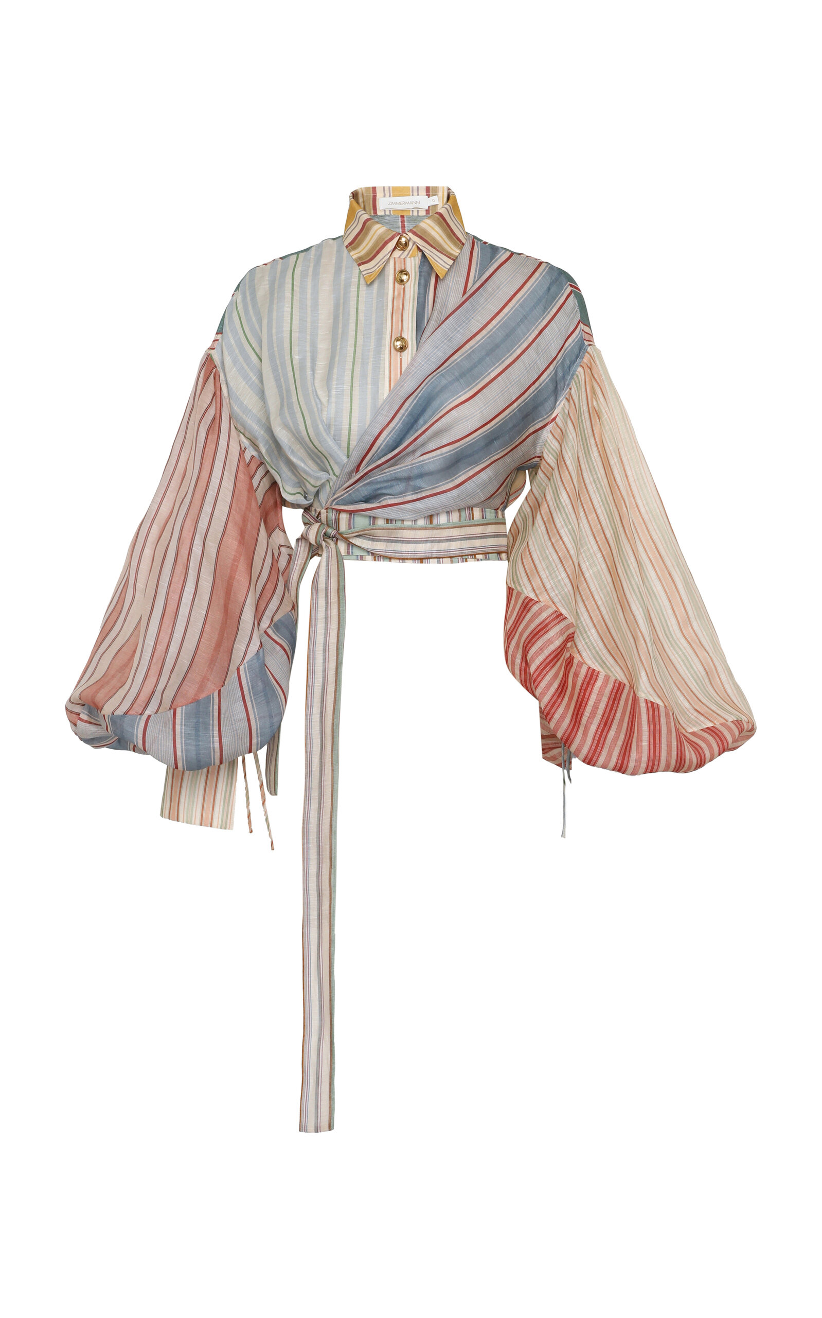 Zimmermann Rebellion Striped Linen-Silk Top