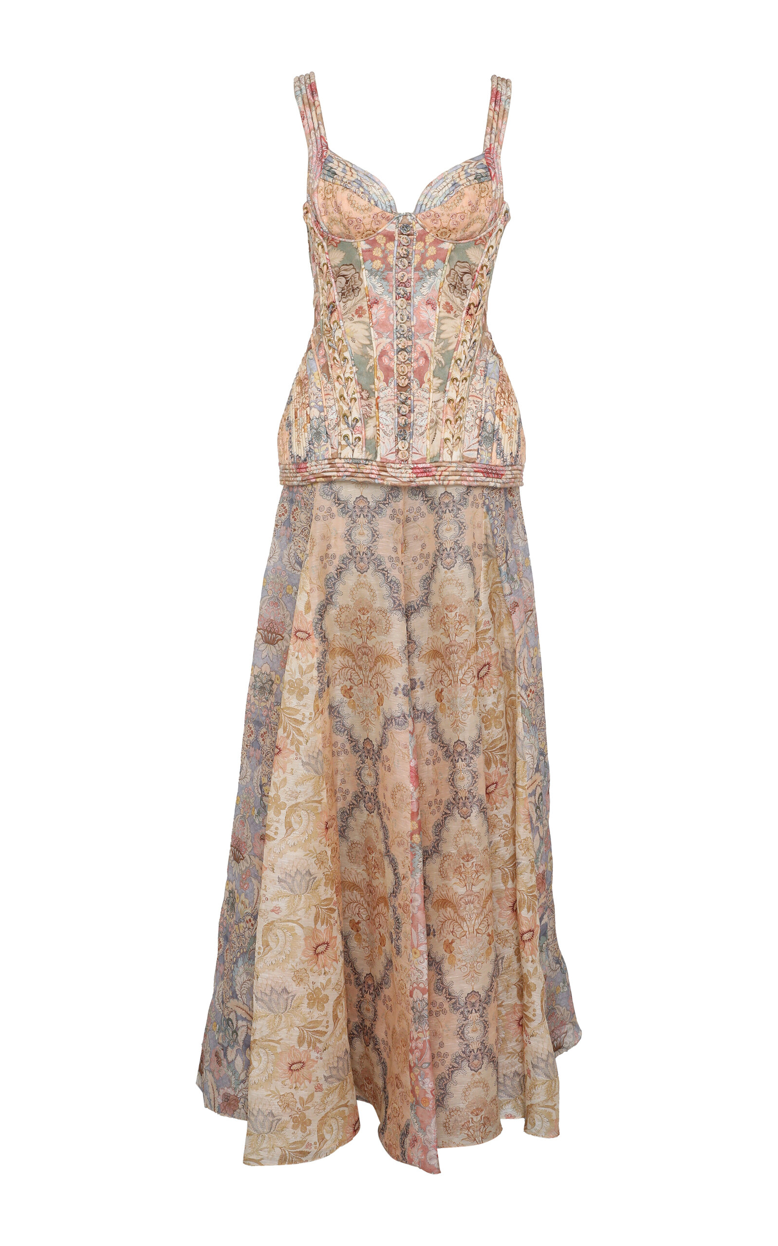 Zimmermann Rebellion Corseted Floral Linen Maxi Dress - Women's Clothing