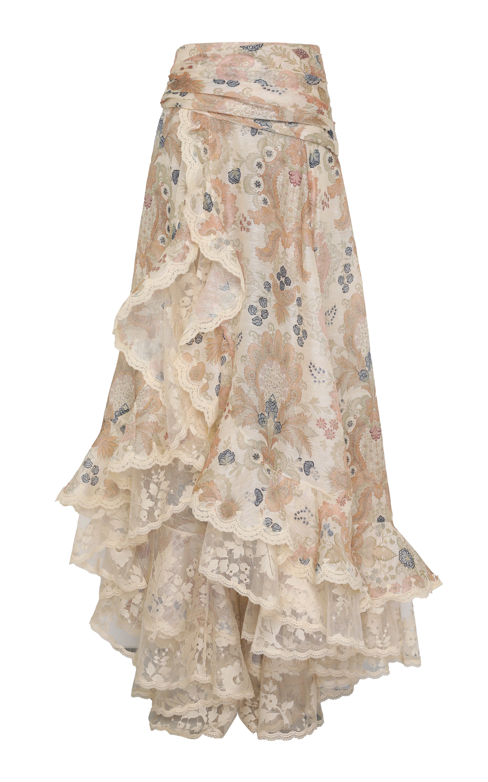 Zimmermann Rebellion Lace-Trimmed Linen-Silk Maxi Skirt