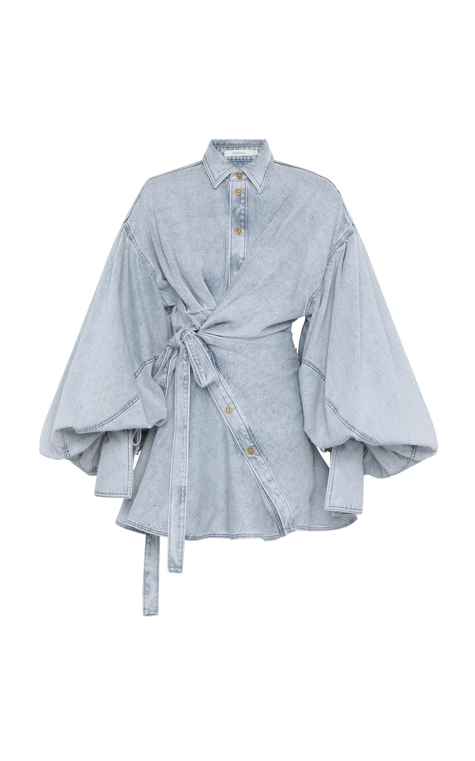 Zimmermann Rebellion Denim Wrap Mini Dress - Women's Clothing