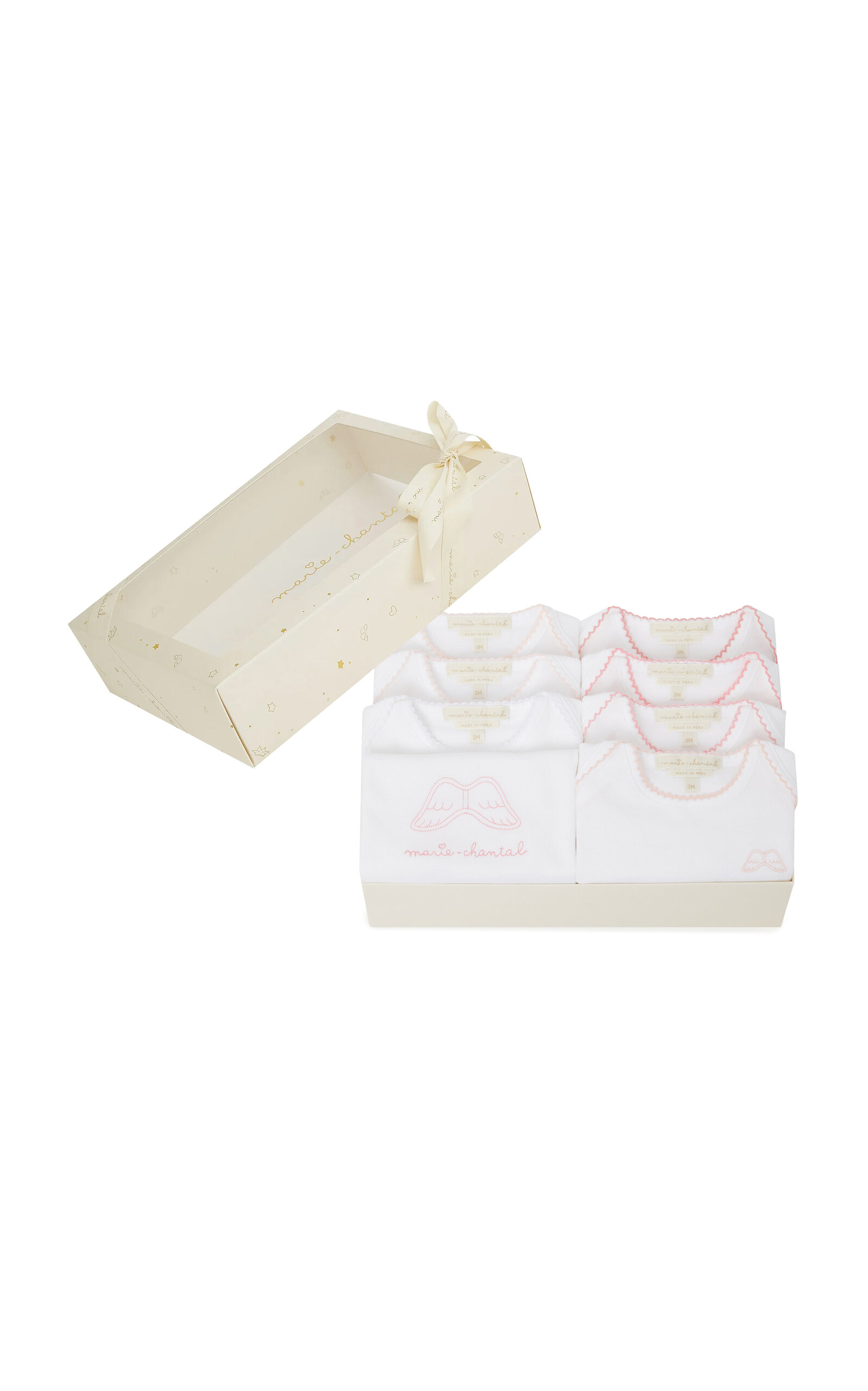 Marie-Chantal Set-of-7 Angel Wing Picot Cotton Onesies