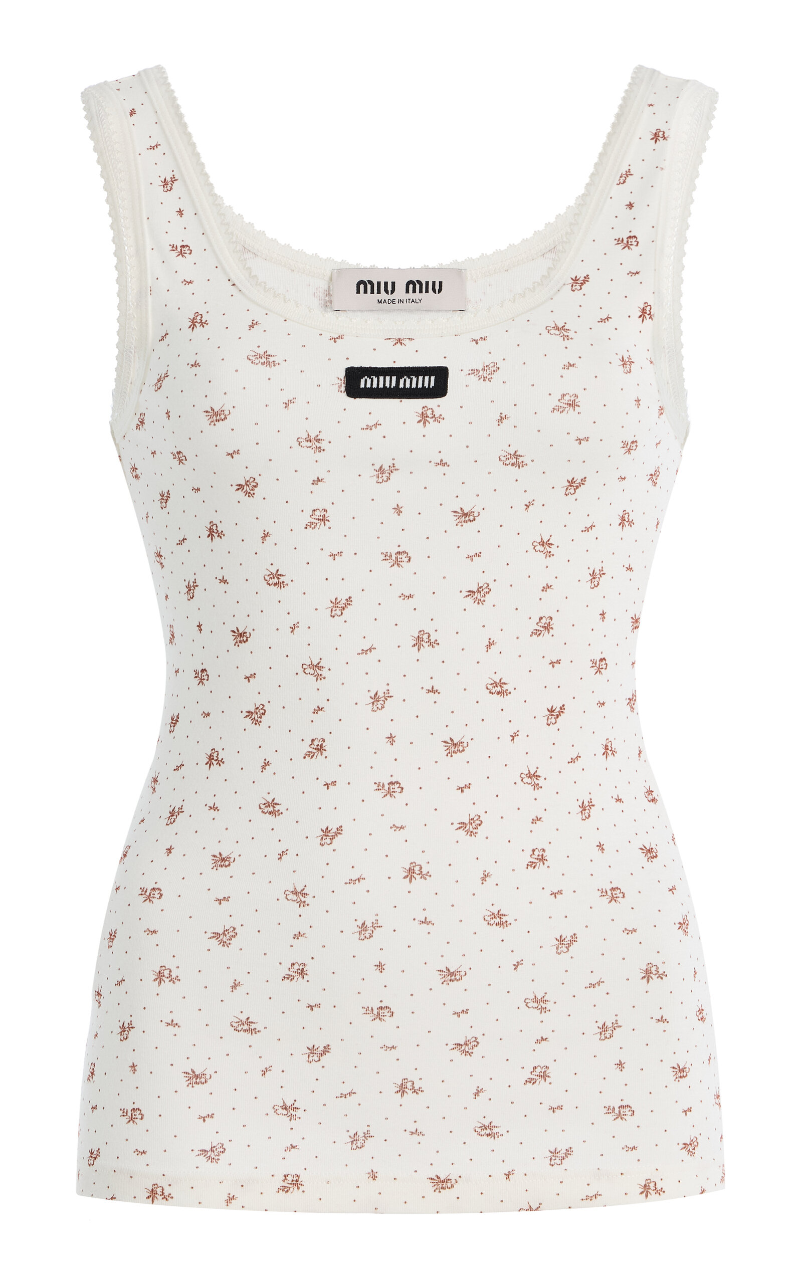 Miu Miu Ribbed Cotton Tank Top