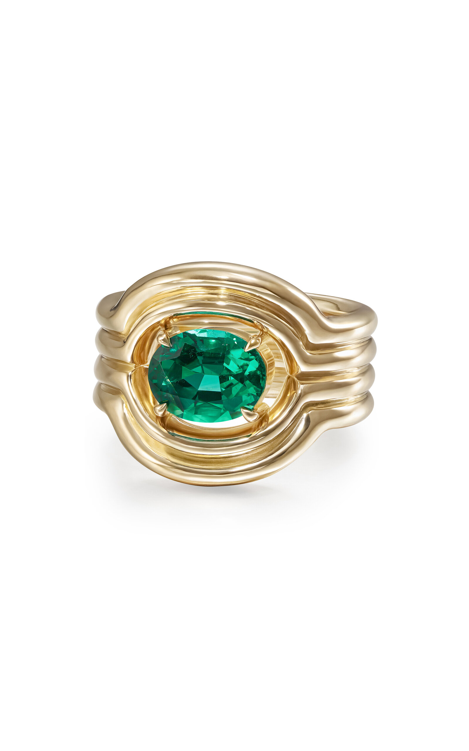 Melissa Kaye 18k Yellow Gold And Emerald Rocky Rae Ooak Ring