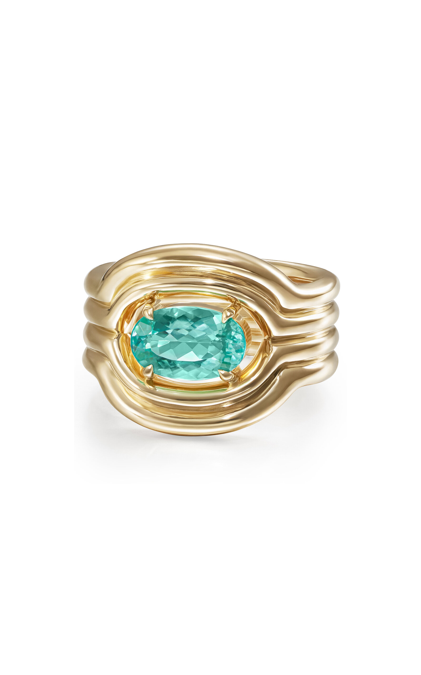Melissa Kaye 18k Yellow Gold And Paraiba Tourmaline Rocky Rae Ooak Ring