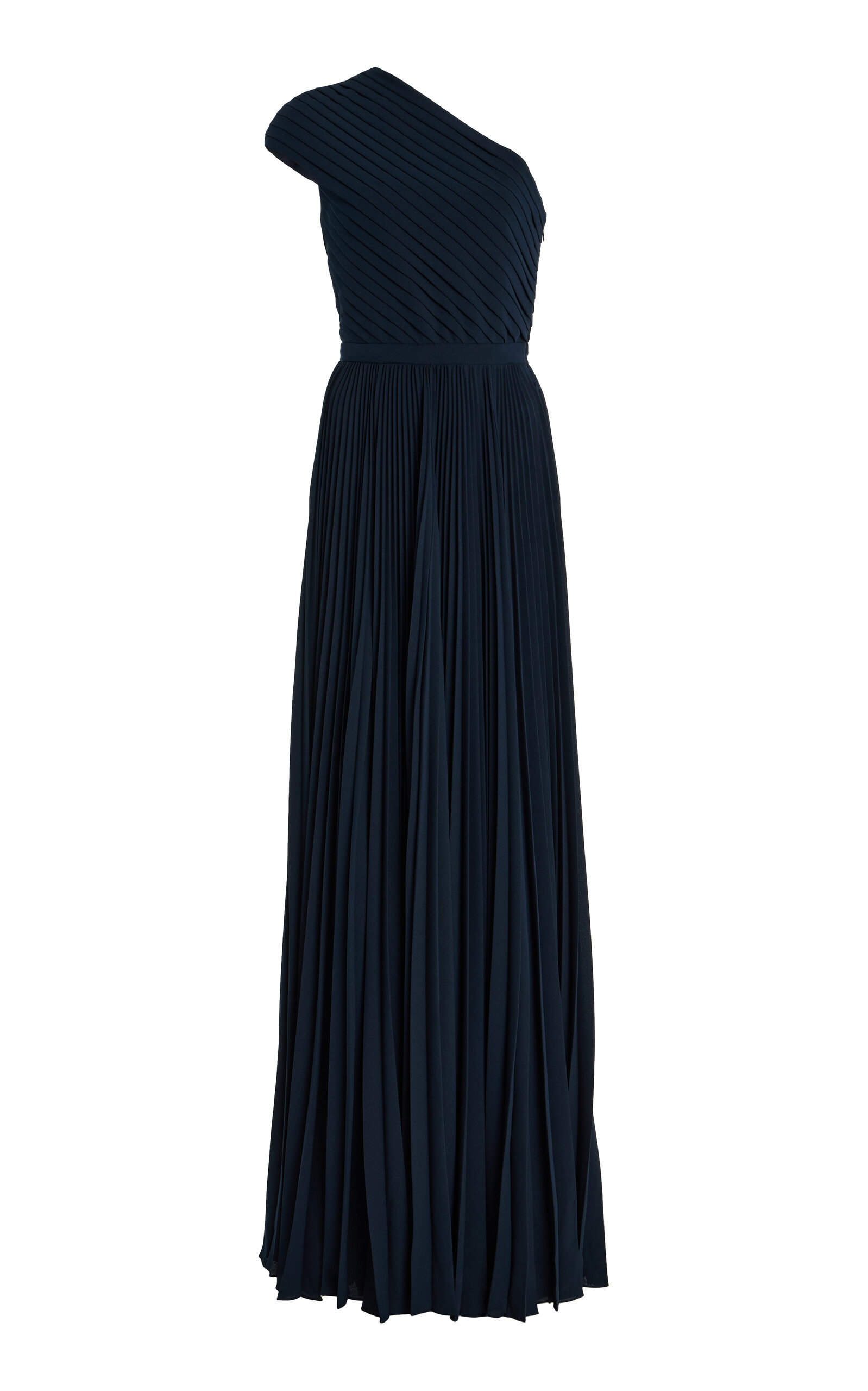 Michael Kors Collection One-Shoulder Pleated Georgette Gown