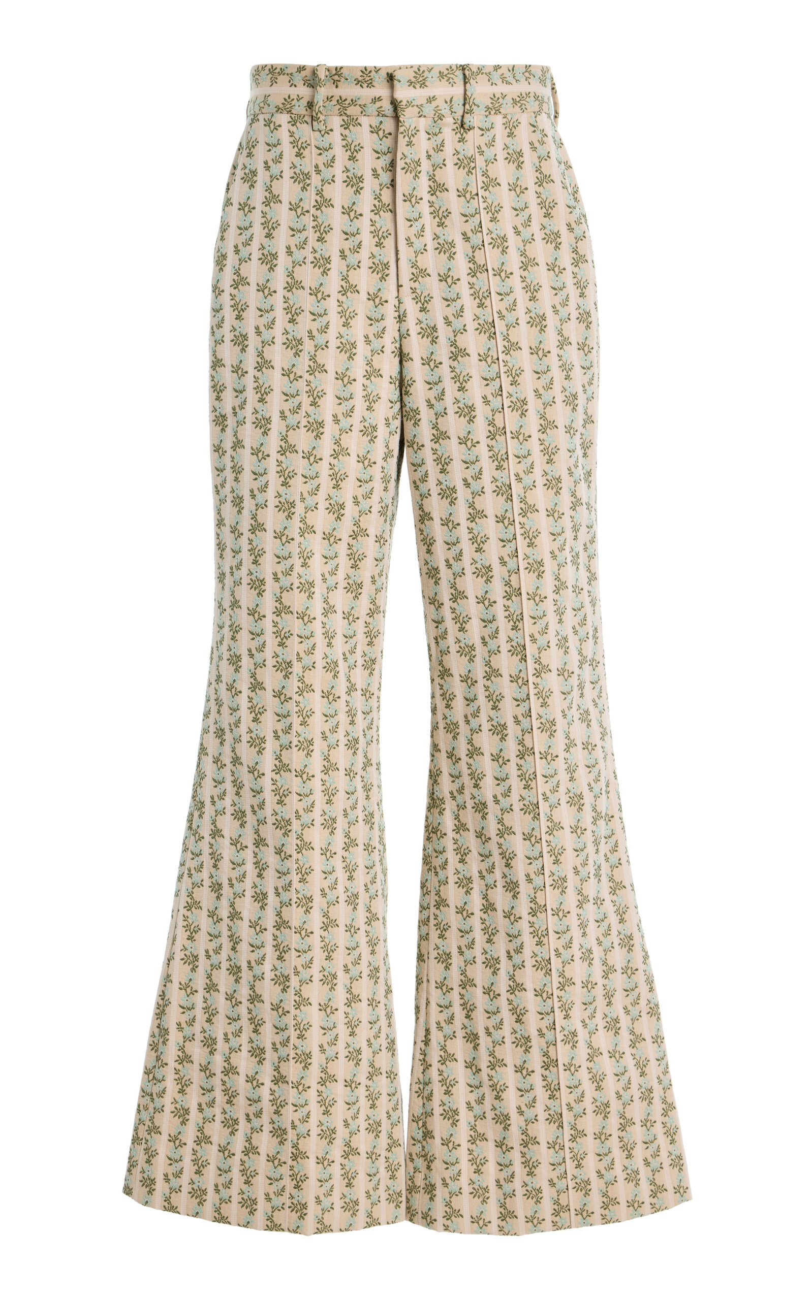 Rosie Assoulin Paneled and Piped Flared Cotton Pants