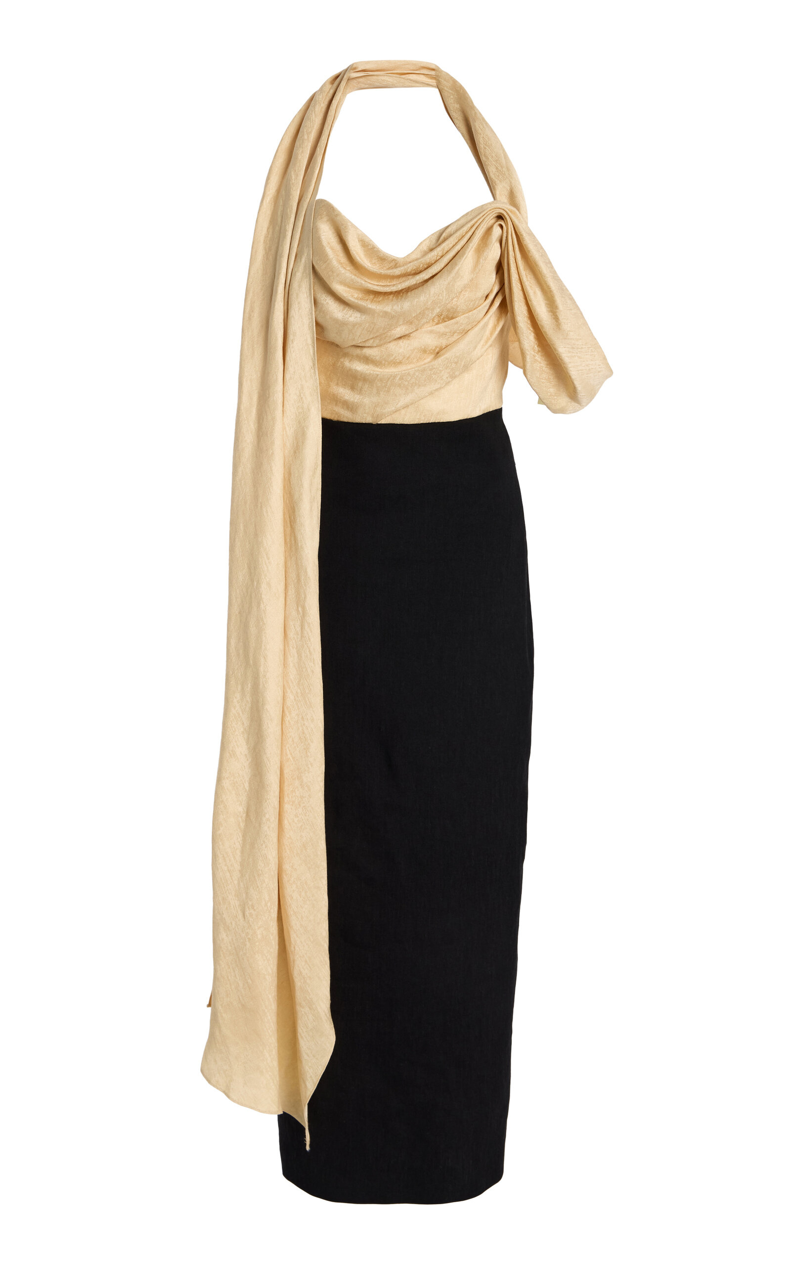 Rosie Assoulin Burbling Stream Linen-Blend Scarf Dress